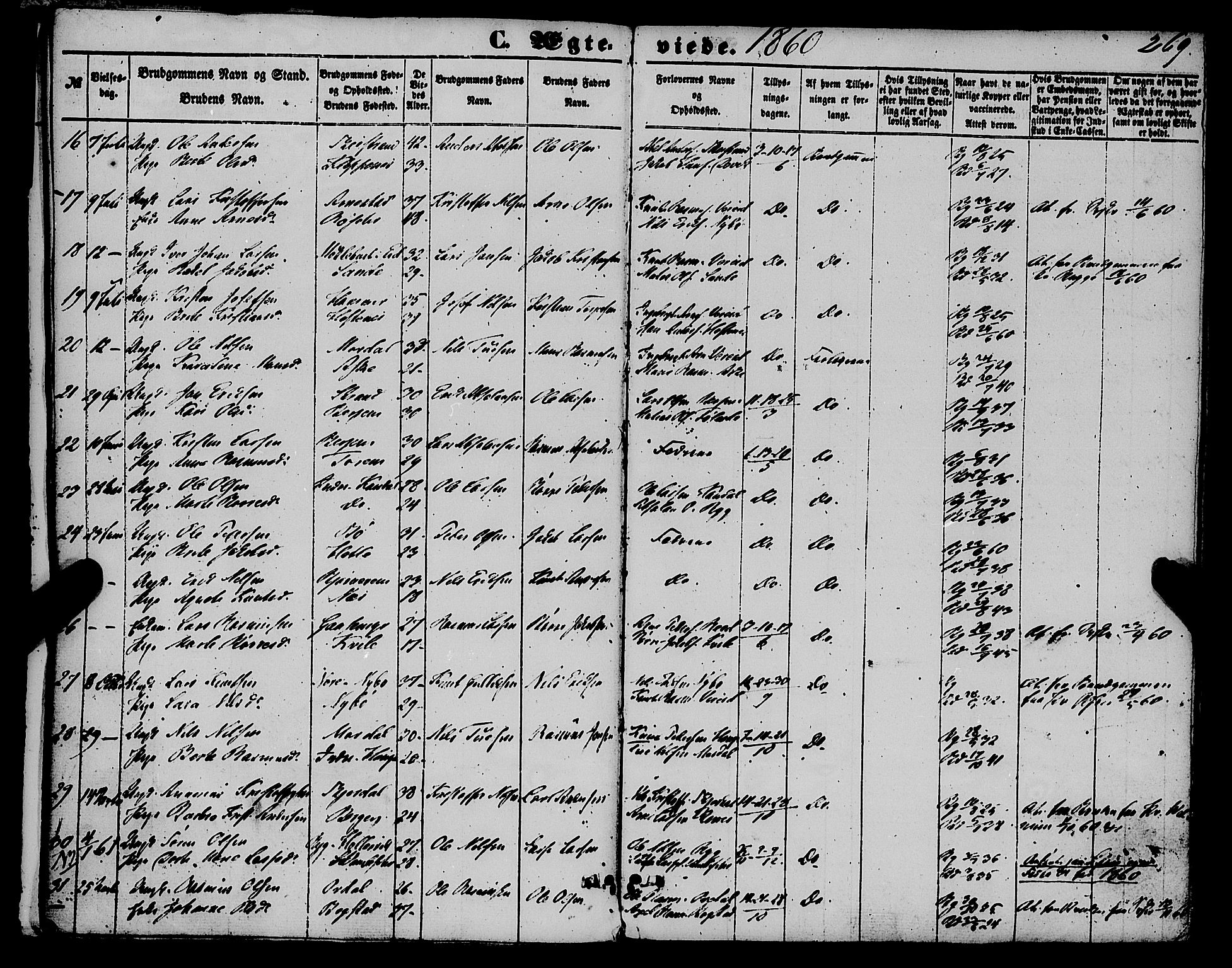 Gloppen sokneprestembete, SAB/A-80101/H/Haa/Haaa/L0009: Parish register (official) no. A 9, 1855-1870, p. 269