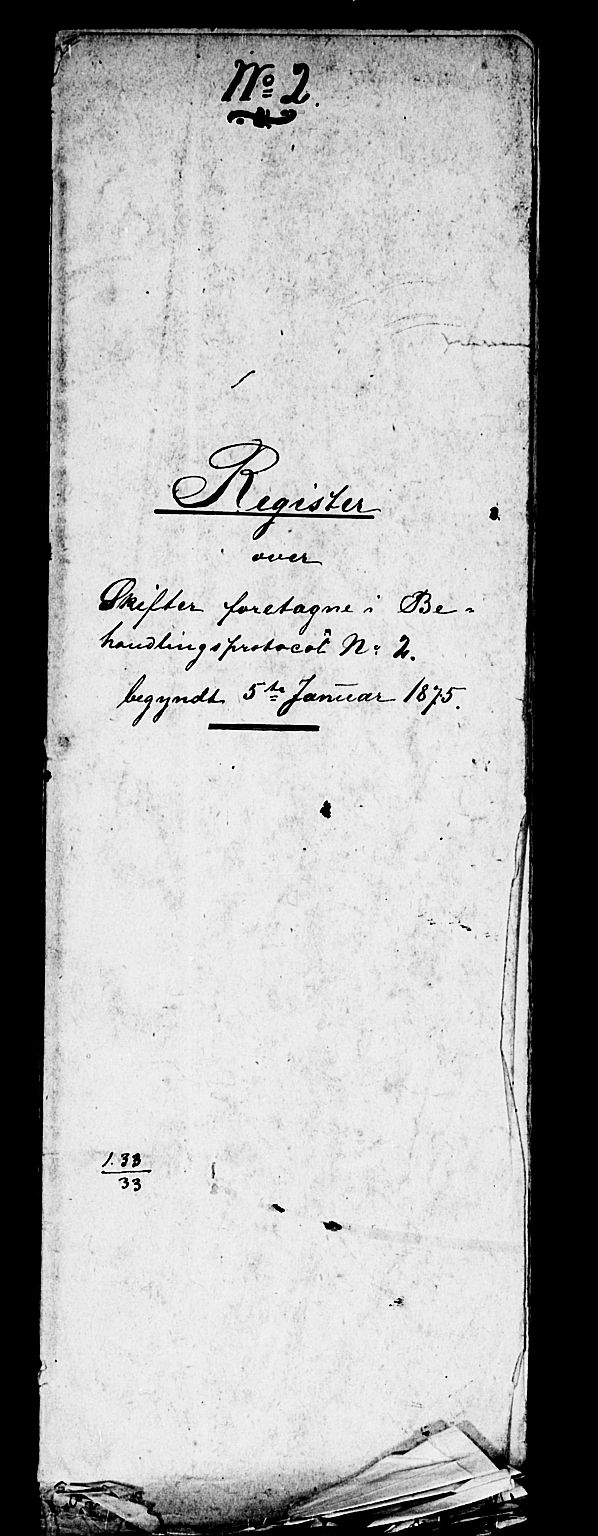 Nedenes sorenskriveri, SAK/1221-0006/H/Hc/L0002: Skiftebehandlingsprotokoll nr 2 med register, 1868-1883