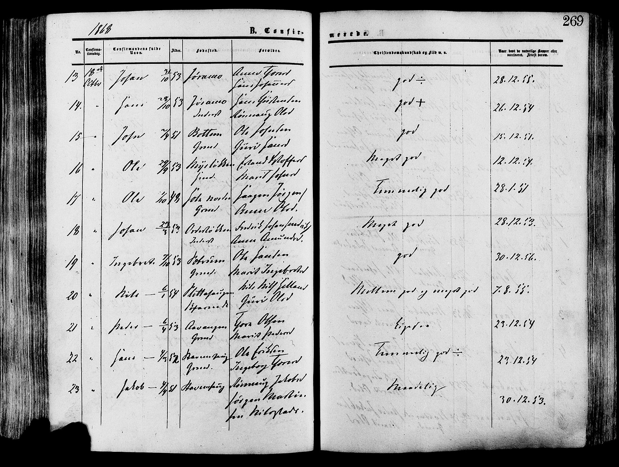 Lesja prestekontor, SAH/PREST-068/H/Ha/Haa/L0008: Parish register (official) no. 8, 1854-1880, p. 269