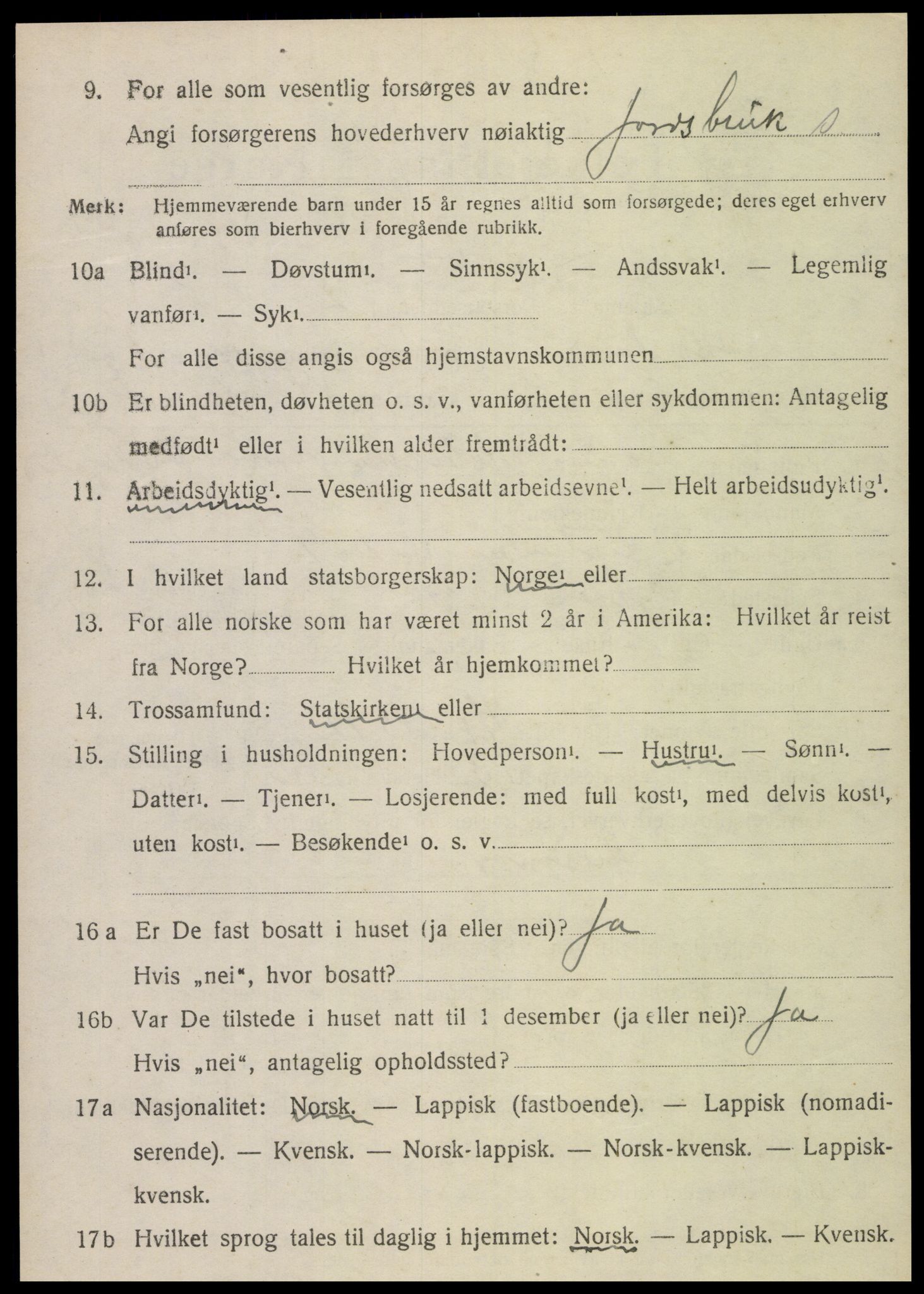 SAT, 1920 census for Sparbu, 1920, p. 4792