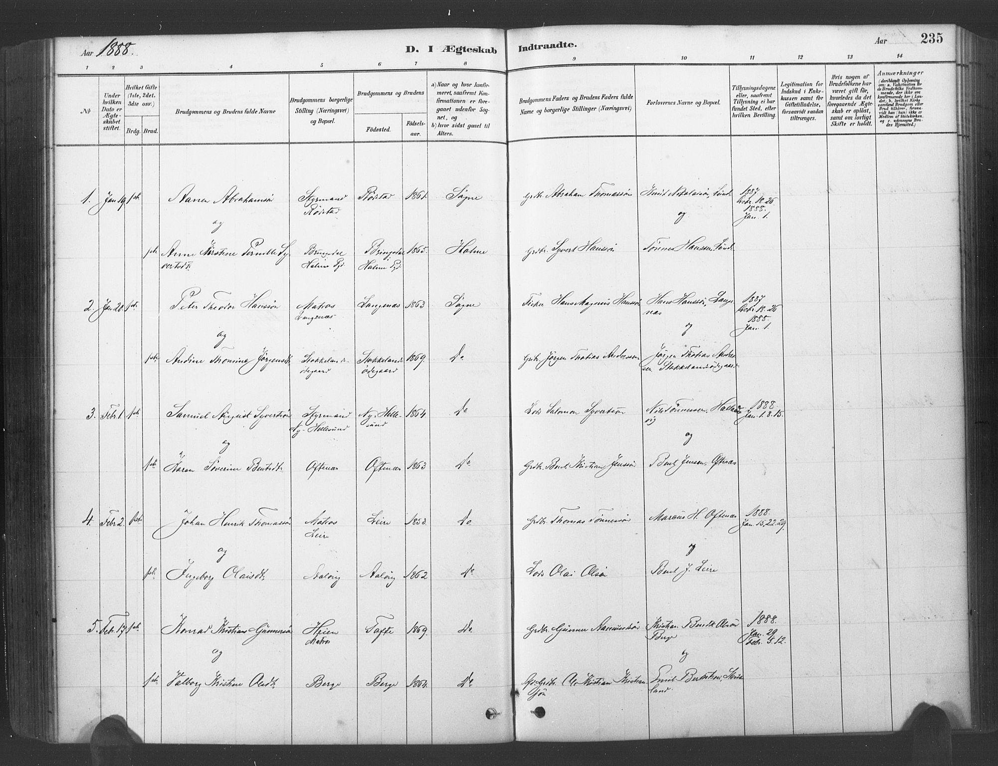 Søgne sokneprestkontor, SAK/1111-0037/F/Fa/Fab/L0012: Parish register (official) no. A 12, 1880-1891, p. 235