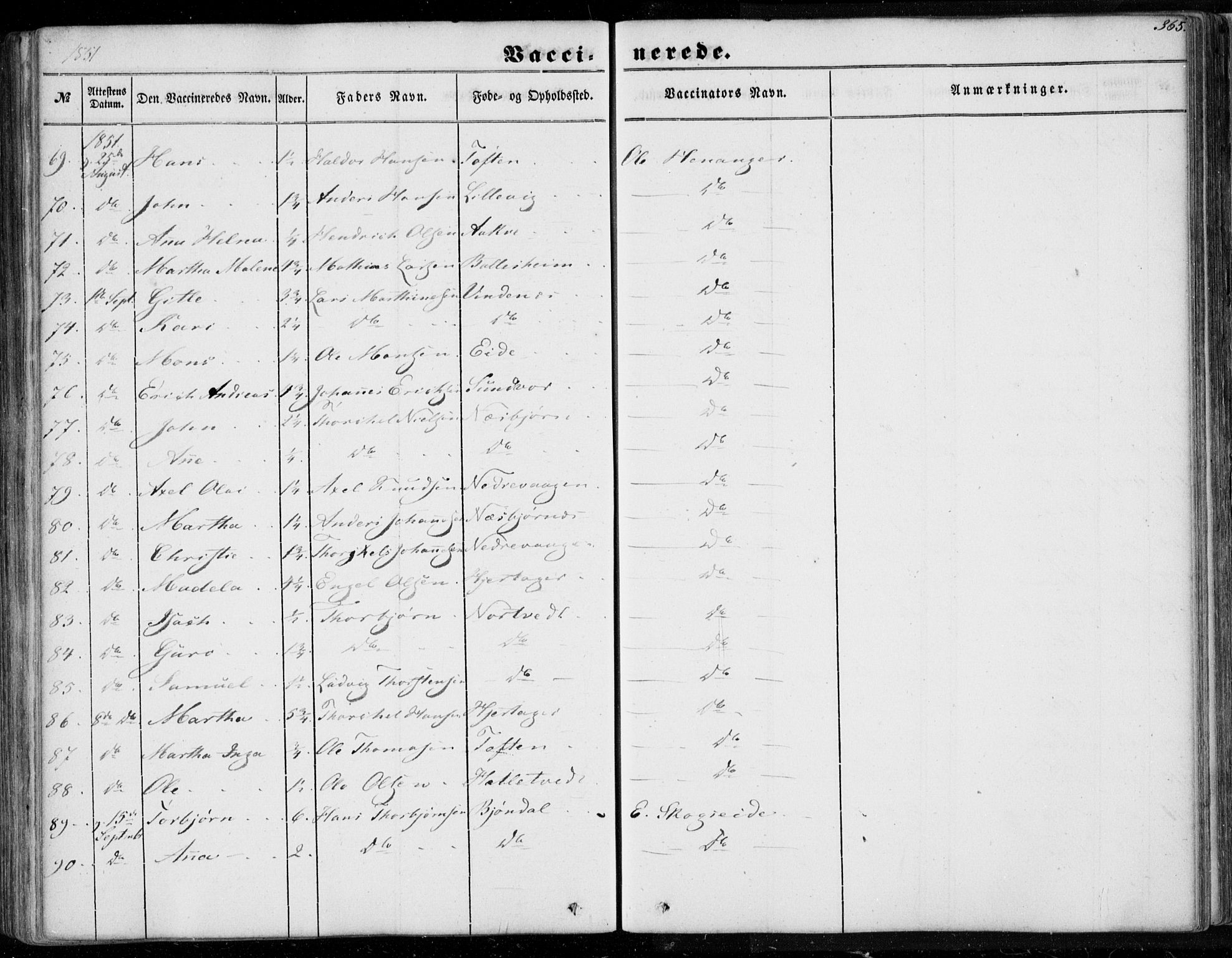 Os sokneprestembete, AV/SAB-A-99929: Parish register (official) no. A 16, 1851-1859, p. 365