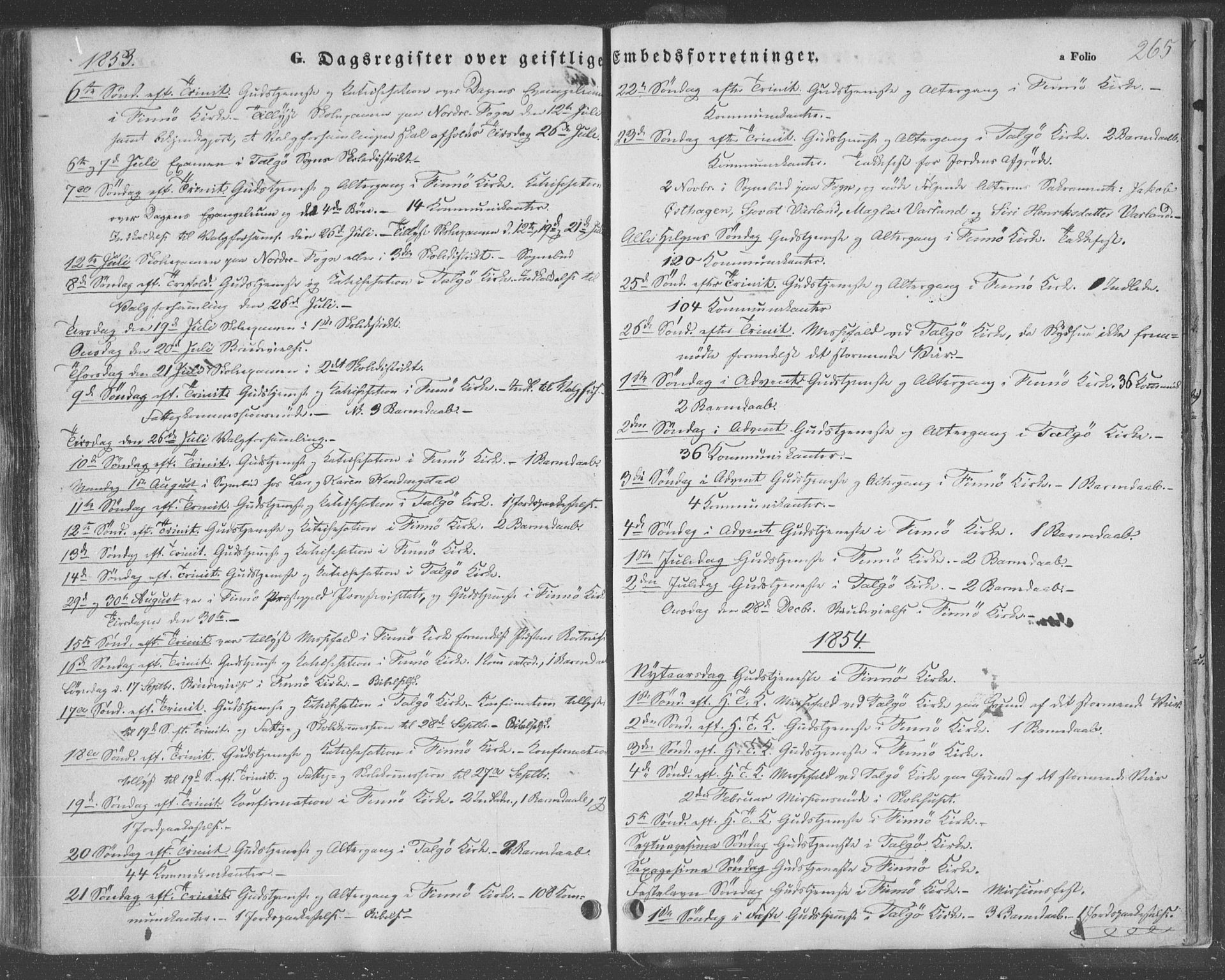 Finnøy sokneprestkontor, AV/SAST-A-101825/H/Ha/Haa/L0007: Parish register (official) no. A 7, 1847-1862, p. 265