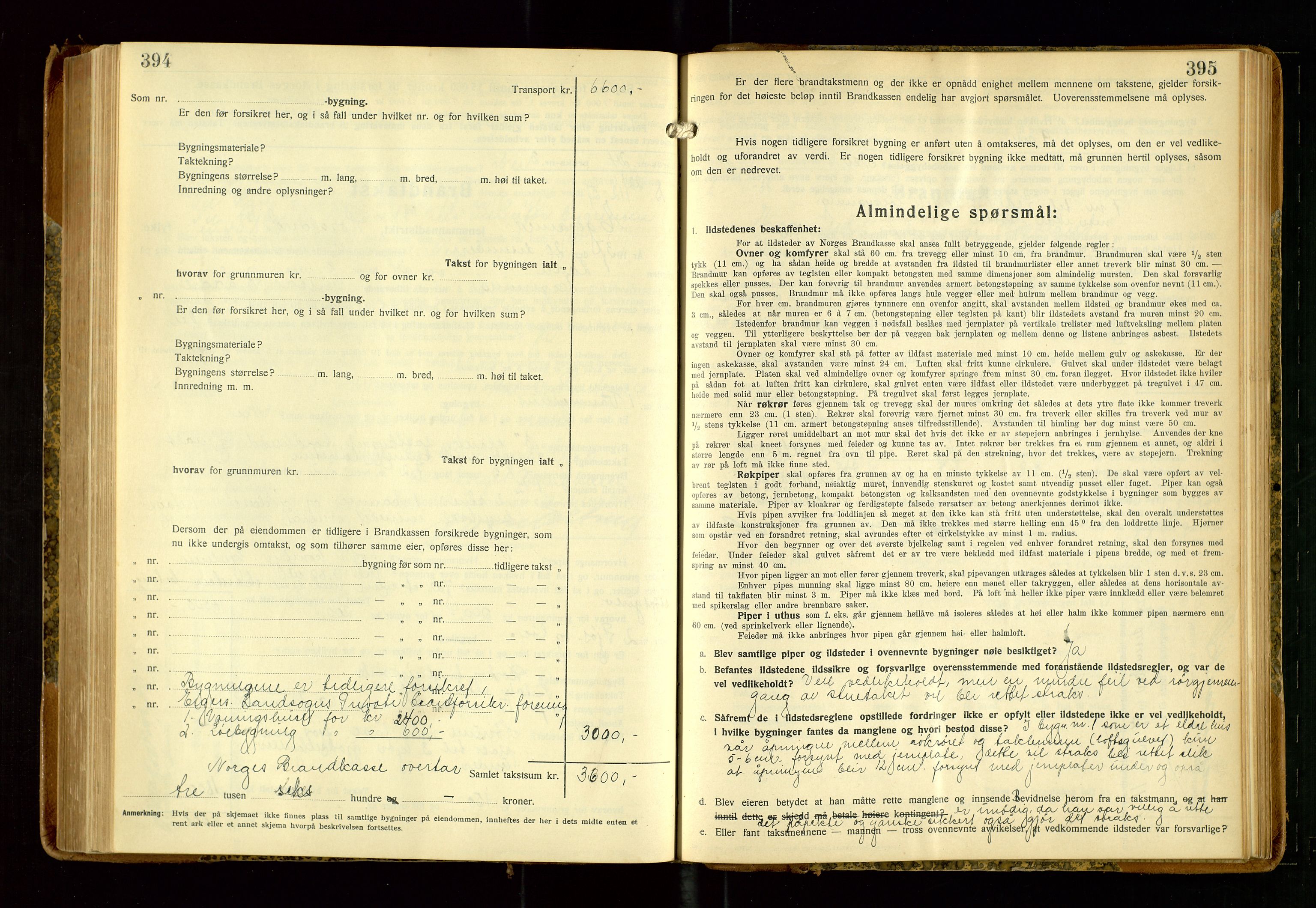 Eigersund lensmannskontor, AV/SAST-A-100171/Gob/L0006: "Brandtakstprotokoll", 1934-1938, p. 394-395