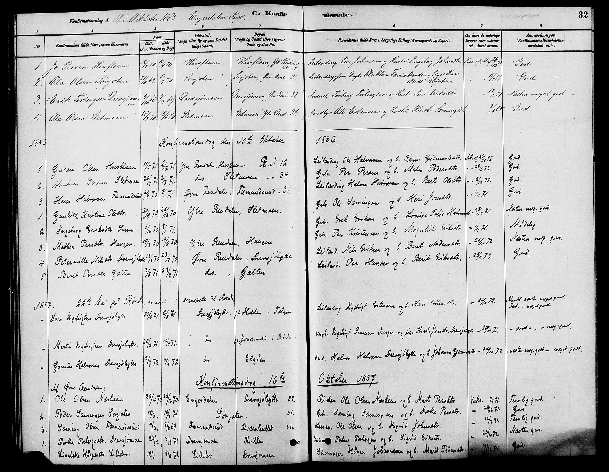 Rendalen prestekontor, SAH/PREST-054/H/Ha/Haa/L0007: Parish register (official) no. 7, 1878-1898, p. 32