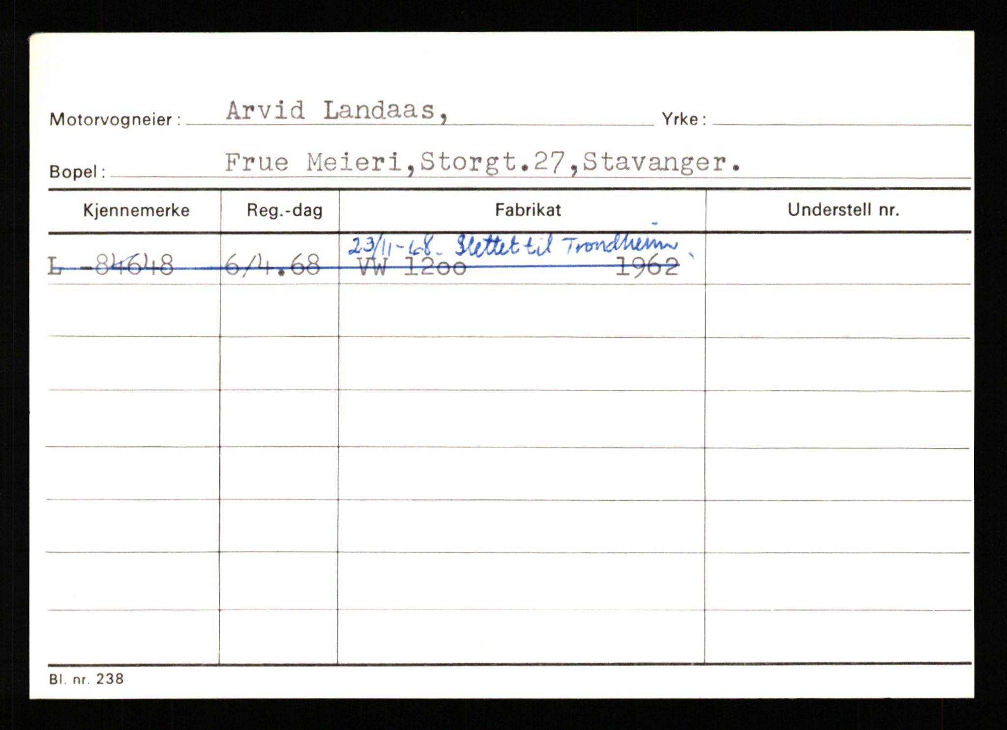 Stavanger trafikkstasjon, AV/SAST-A-101942/0/H/L0022: Landsverk - Laxau, 1930-1971, p. 13