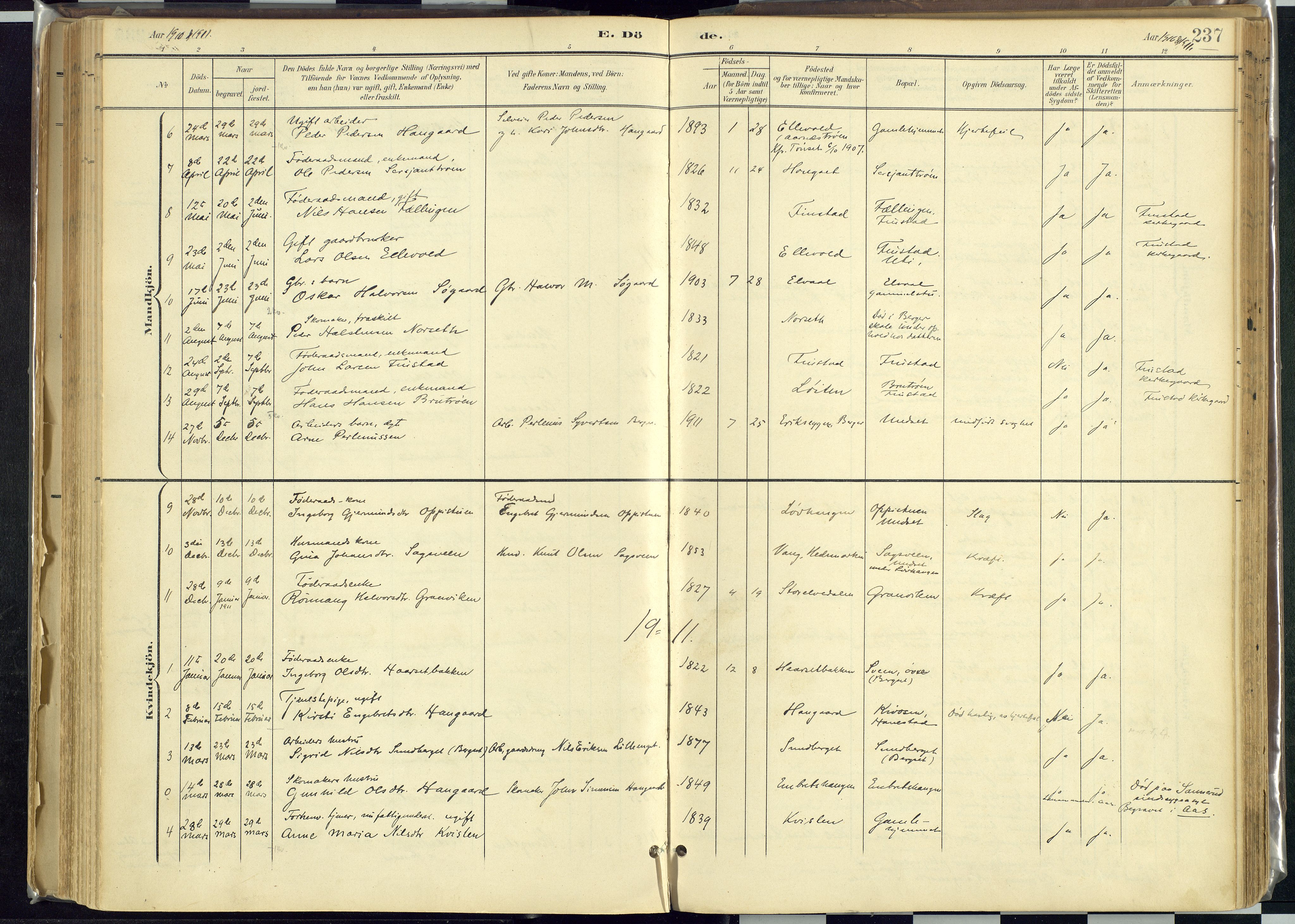 Rendalen prestekontor, SAH/PREST-054/H/Ha/Haa/L0012: Parish register (official) no. 12, 1901-1928, p. 237