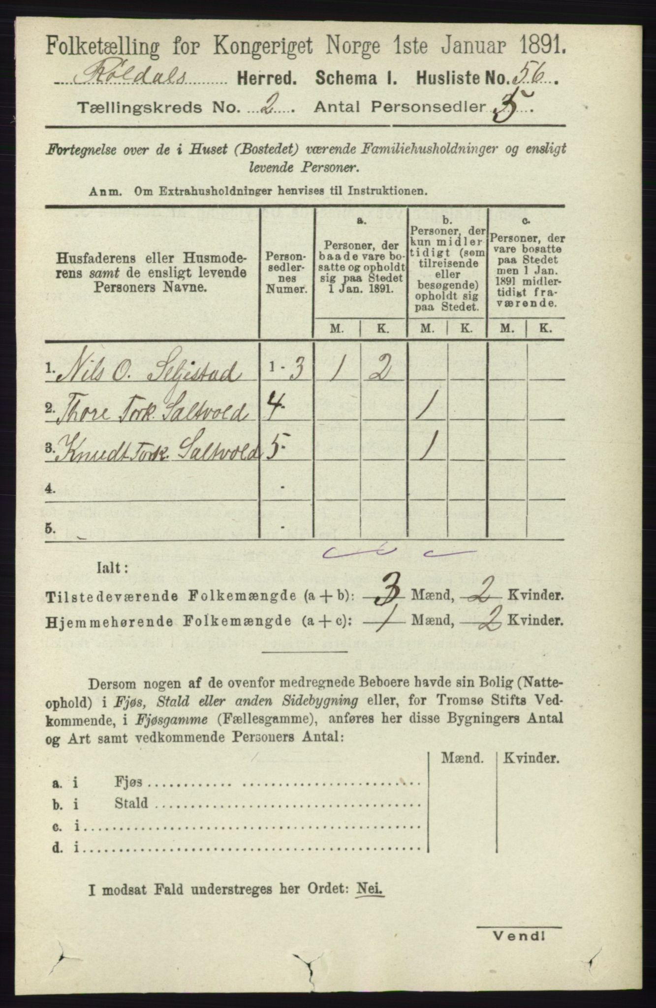 RA, 1891 census for 1229 Røldal, 1891, p. 527