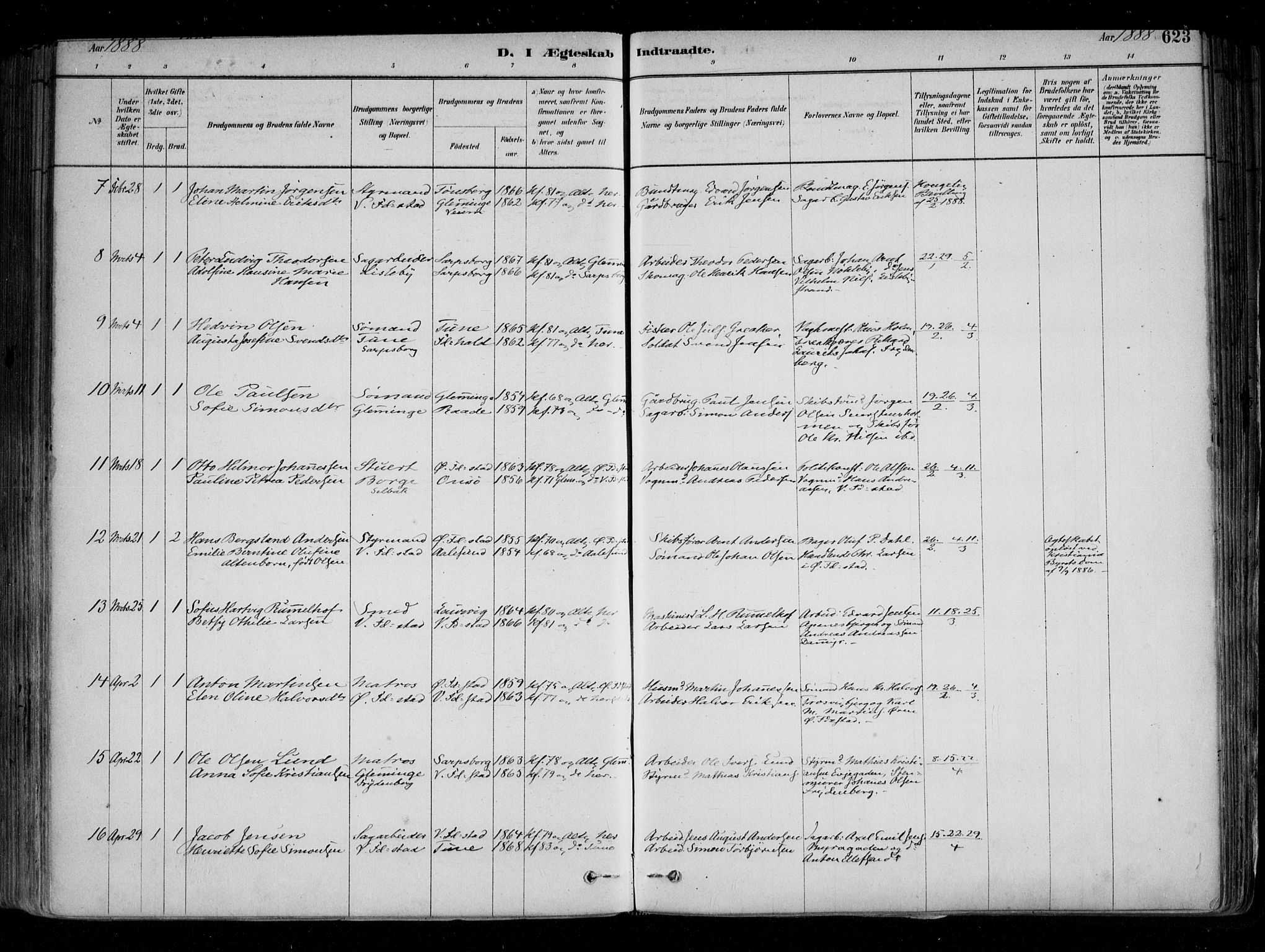 Fredrikstad domkirkes prestekontor Kirkebøker, AV/SAO-A-10906/F/Fa/L0004: Parish register (official) no. 4, 1878-1907, p. 623