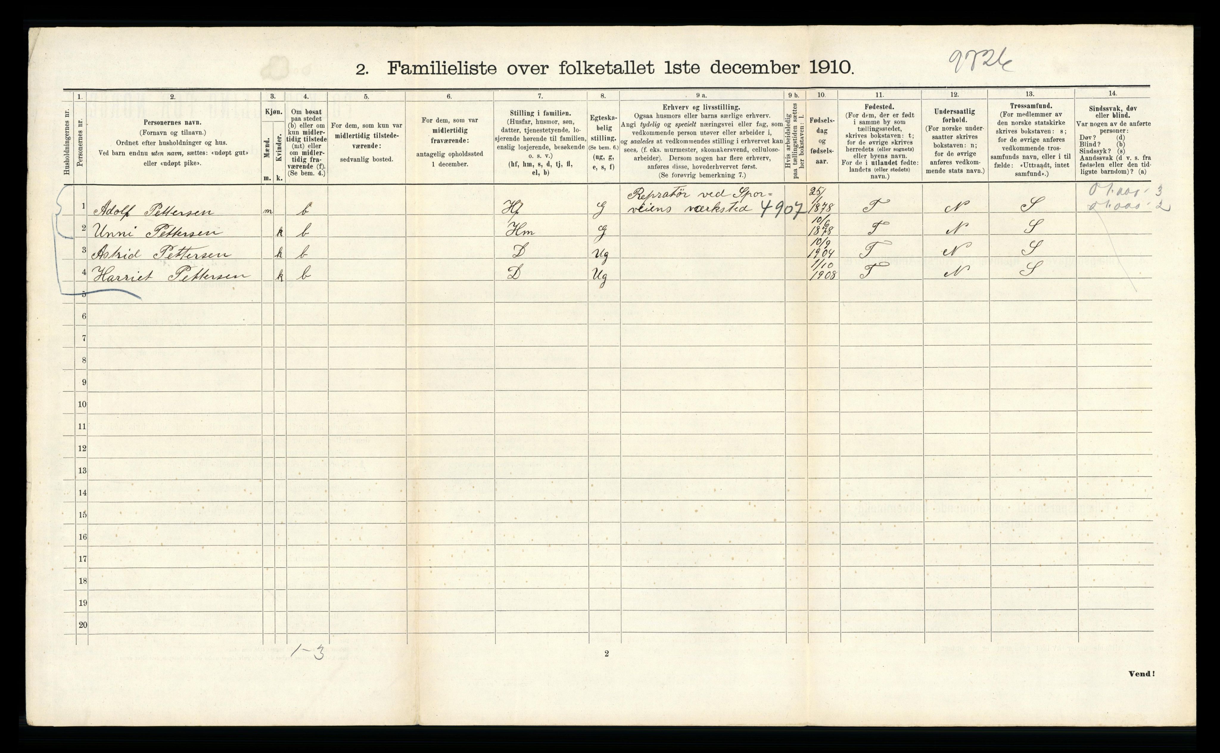 RA, 1910 census for Bergen, 1910, p. 43636