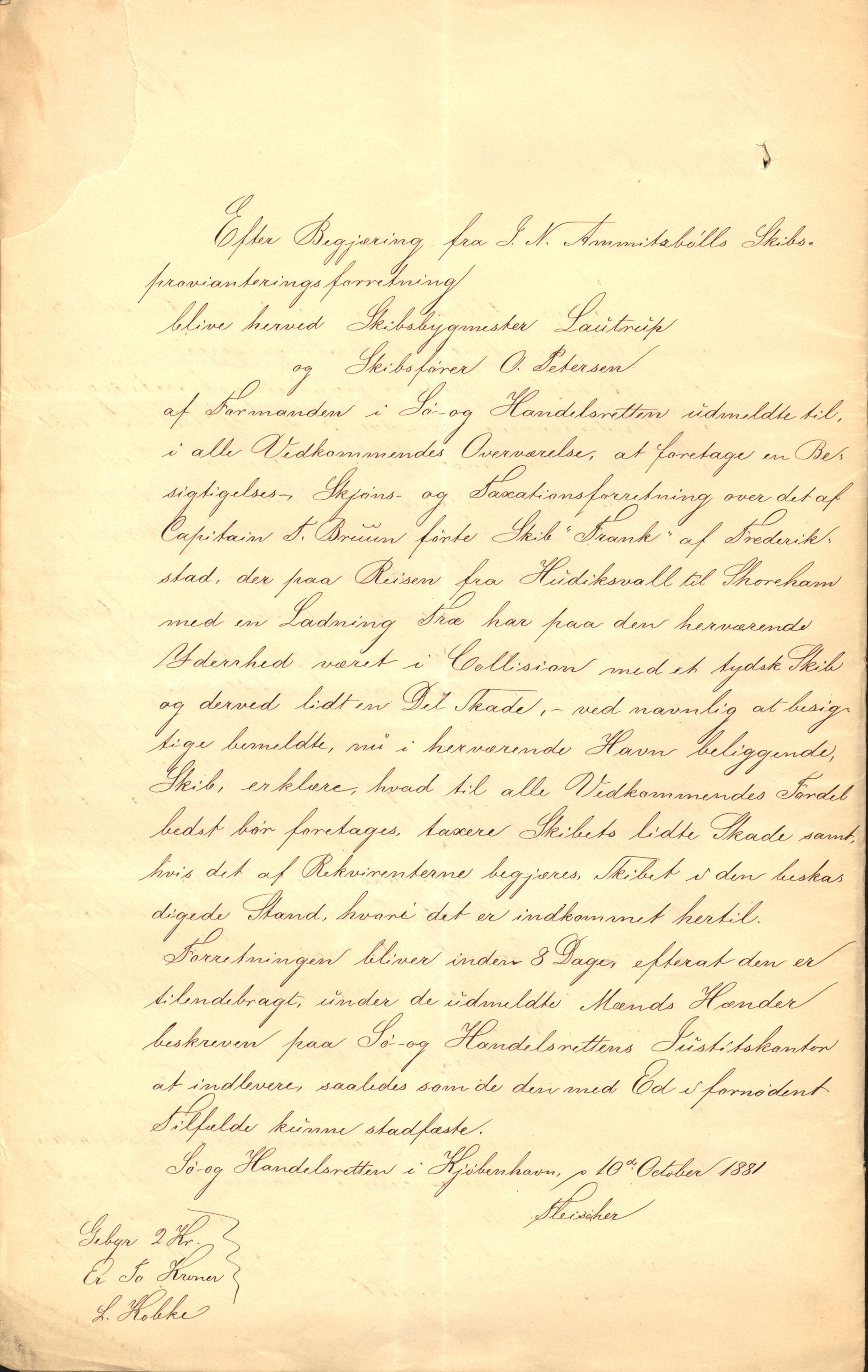 Pa 63 - Østlandske skibsassuranceforening, VEMU/A-1079/G/Ga/L0014/0004: Havaridokumenter / Bertrand, Frigga, Frank, Nordafjeld, 1881, p. 48