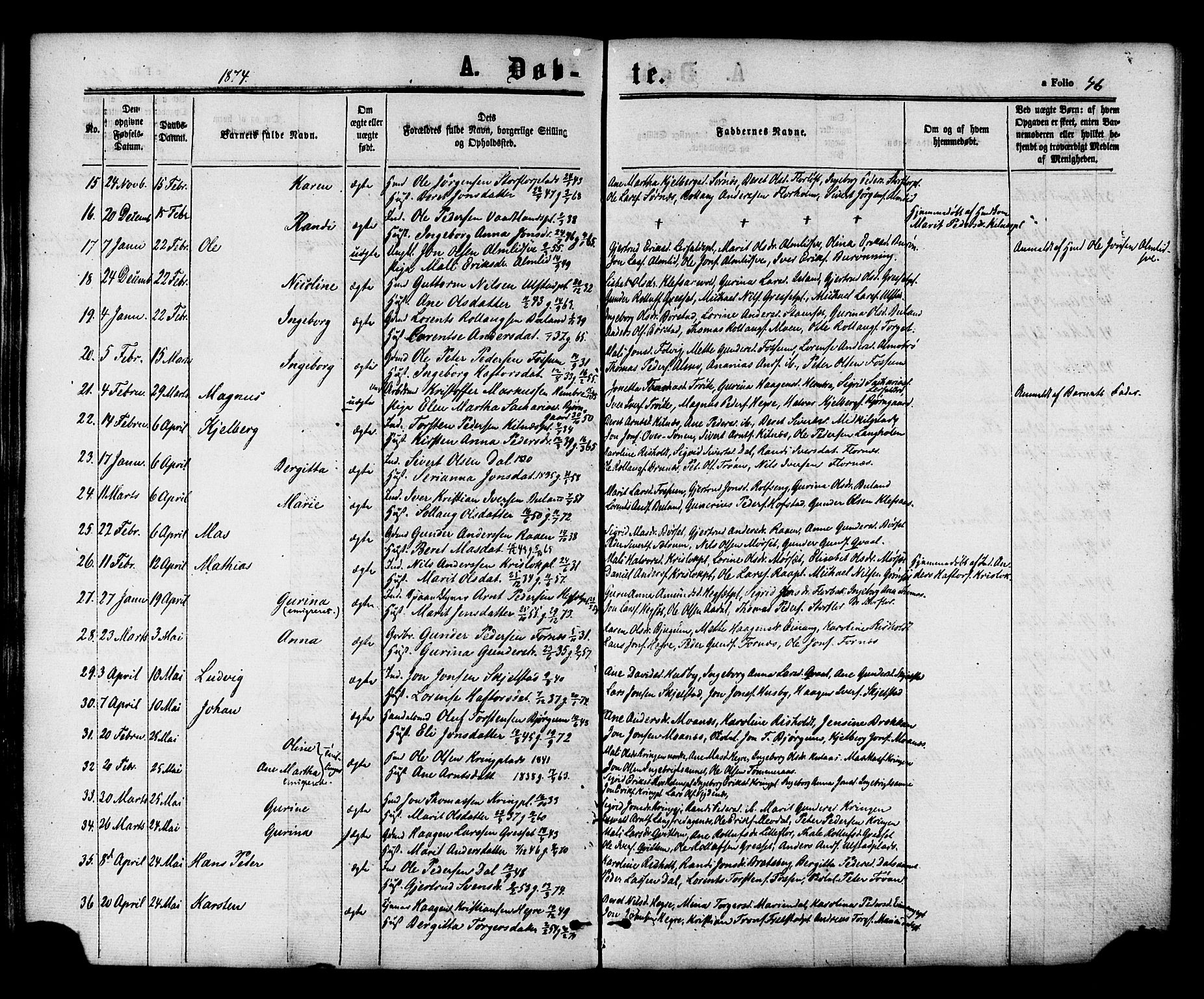 Ministerialprotokoller, klokkerbøker og fødselsregistre - Nord-Trøndelag, SAT/A-1458/703/L0029: Parish register (official) no. 703A02, 1863-1879, p. 46