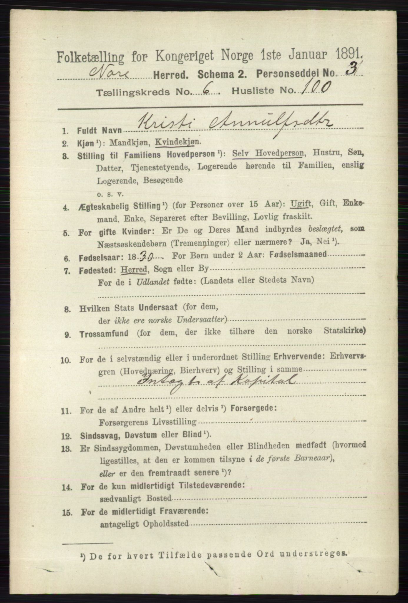 RA, 1891 census for 0633 Nore, 1891, p. 2556