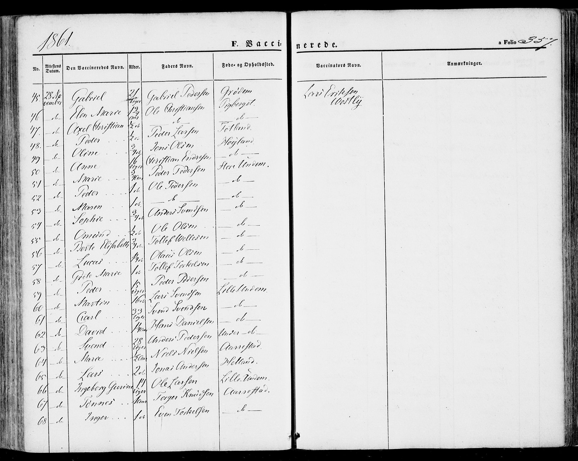 Lye sokneprestkontor, AV/SAST-A-101794/001/30BA/L0007: Parish register (official) no. A 6, 1856-1871, p. 357