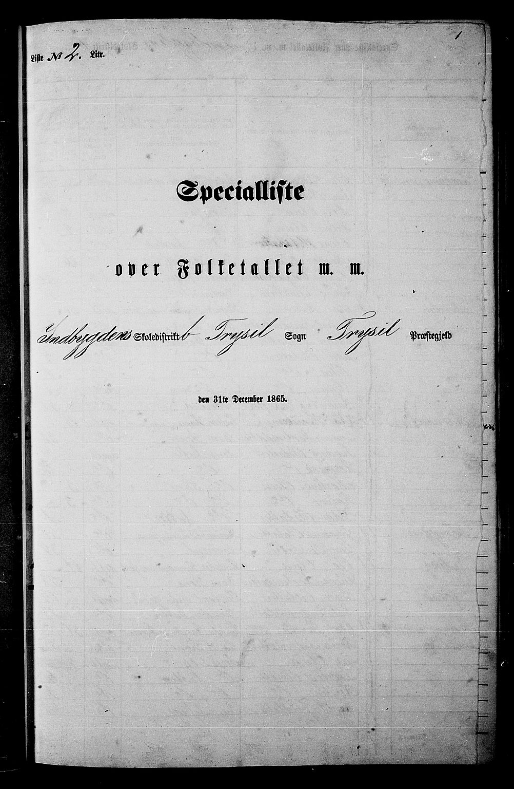 RA, 1865 census for Trysil, 1865, p. 30