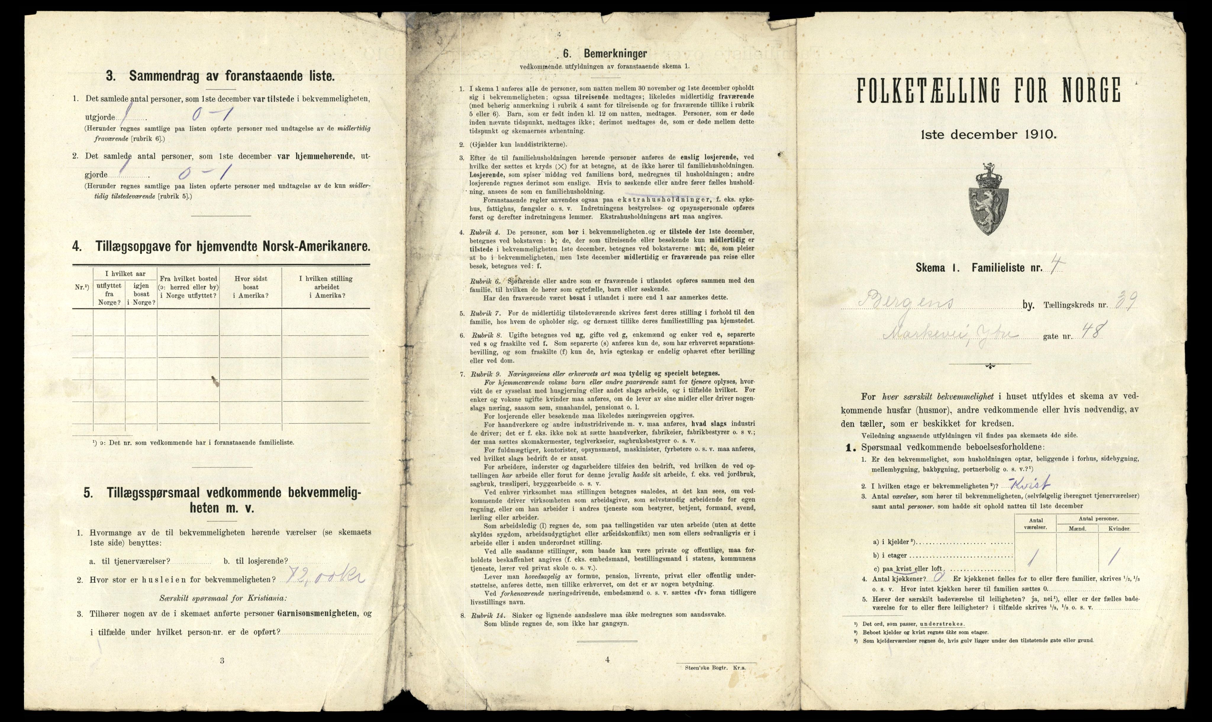 RA, 1910 census for Bergen, 1910, p. 13447