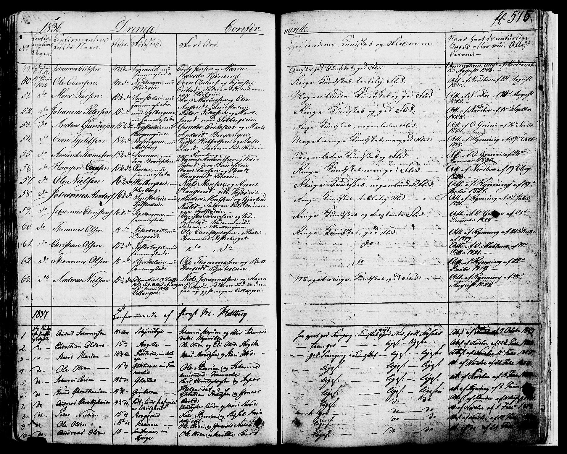 Ringsaker prestekontor, AV/SAH-PREST-014/K/Ka/L0007: Parish register (official) no. 7B, 1826-1837, p. 575