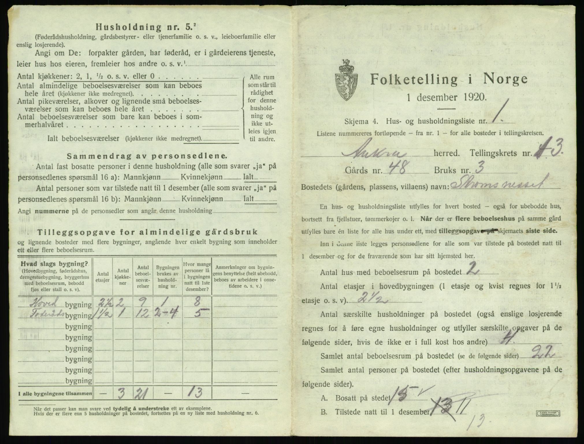 SAT, 1920 census for Aukra, 1920, p. 747