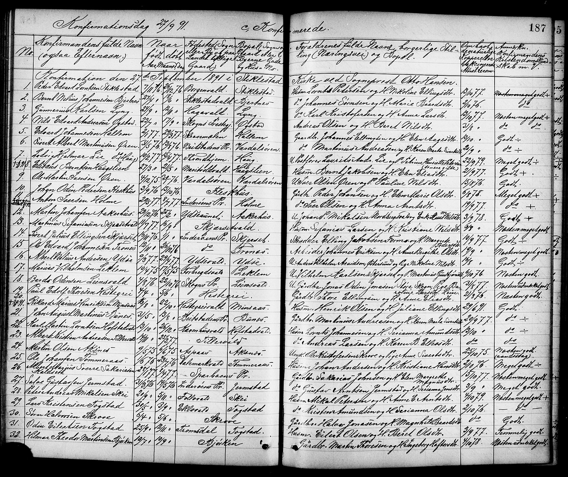 Ministerialprotokoller, klokkerbøker og fødselsregistre - Nord-Trøndelag, SAT/A-1458/723/L0257: Parish register (copy) no. 723C05, 1890-1907, p. 187
