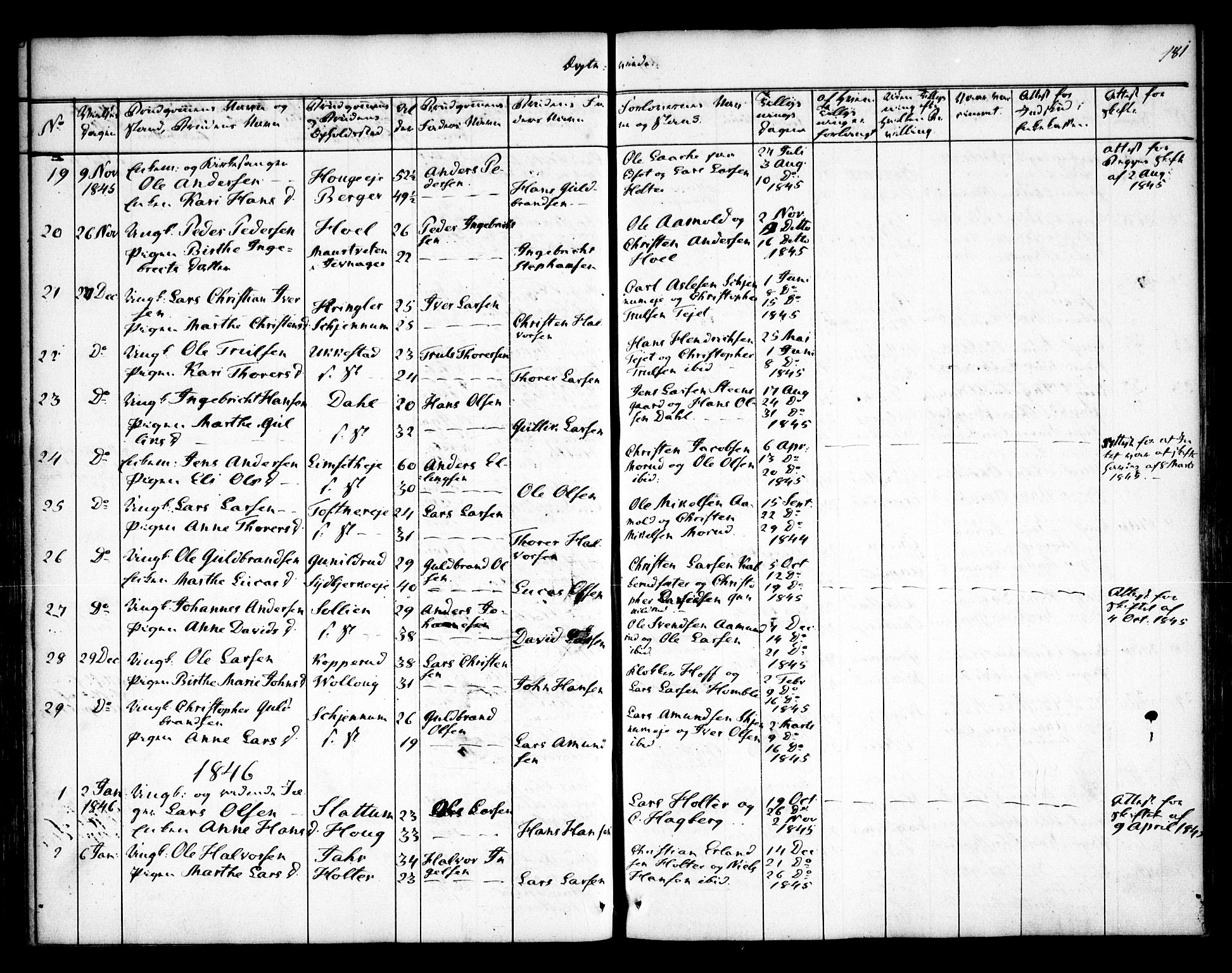 Nannestad prestekontor Kirkebøker, SAO/A-10414a/F/Fa/L0010: Parish register (official) no. I 10, 1840-1850, p. 181