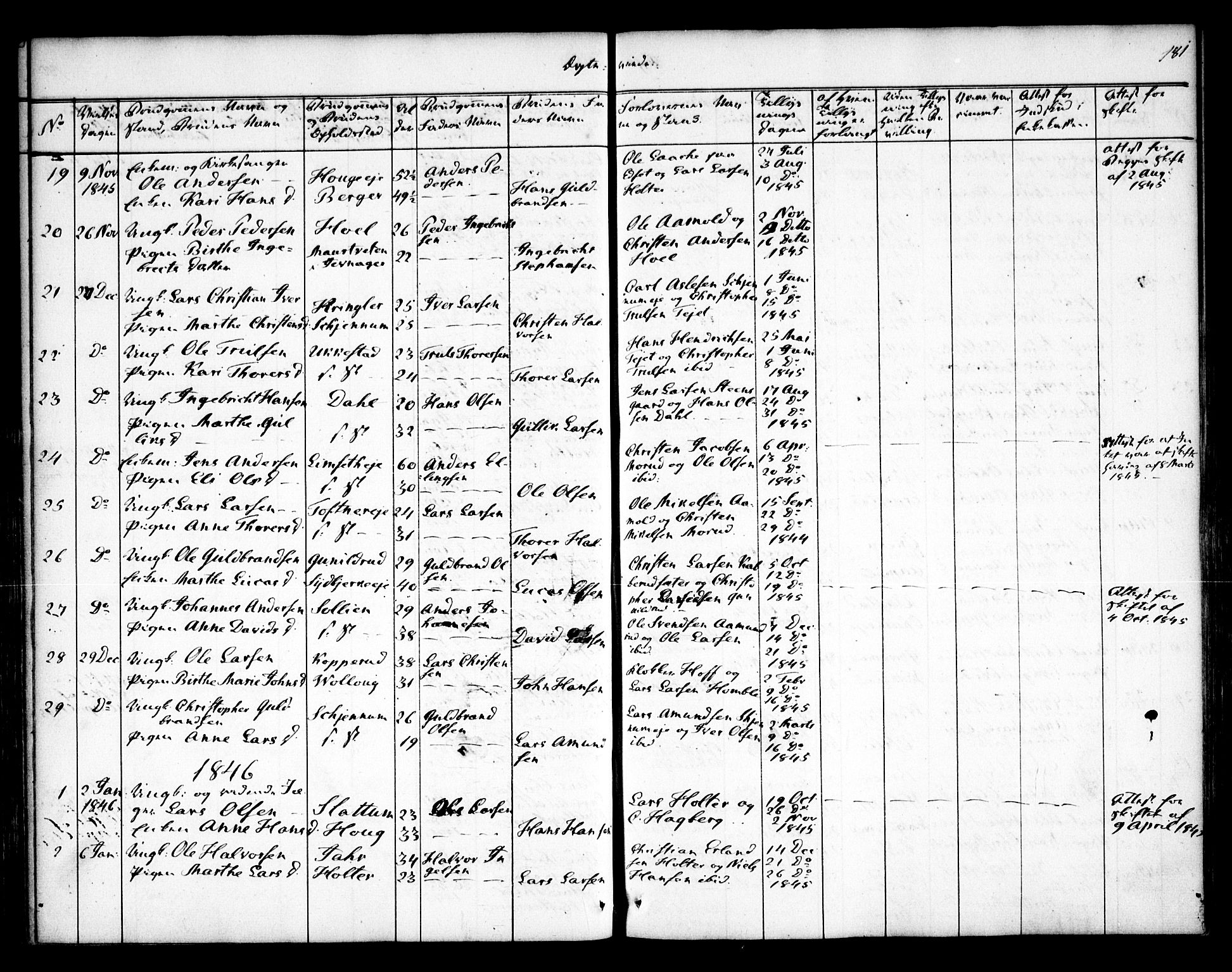 Nannestad prestekontor Kirkebøker, AV/SAO-A-10414a/F/Fa/L0010: Parish register (official) no. I 10, 1840-1850, p. 181