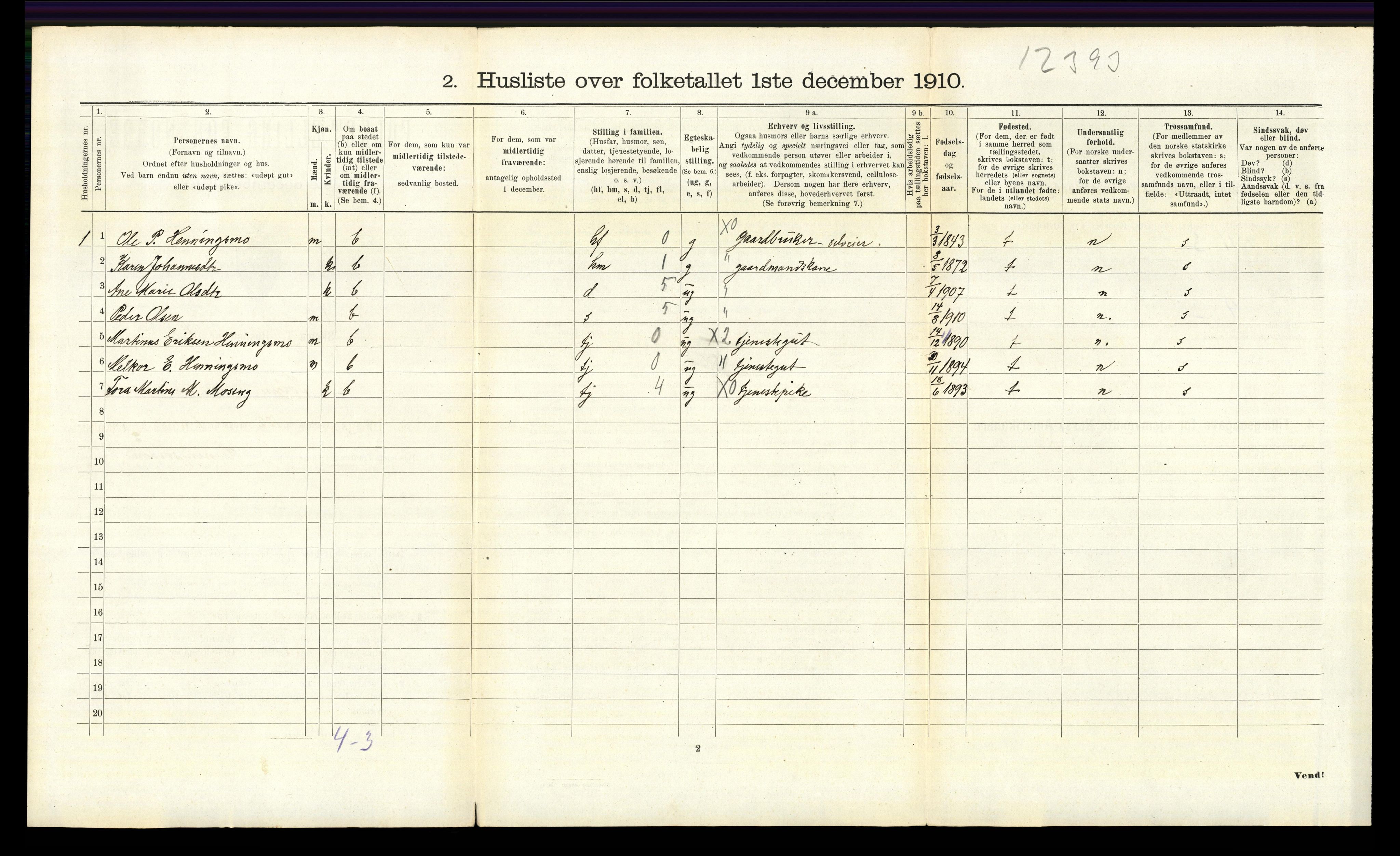 RA, 1910 census for Tolga, 1910, p. 1083