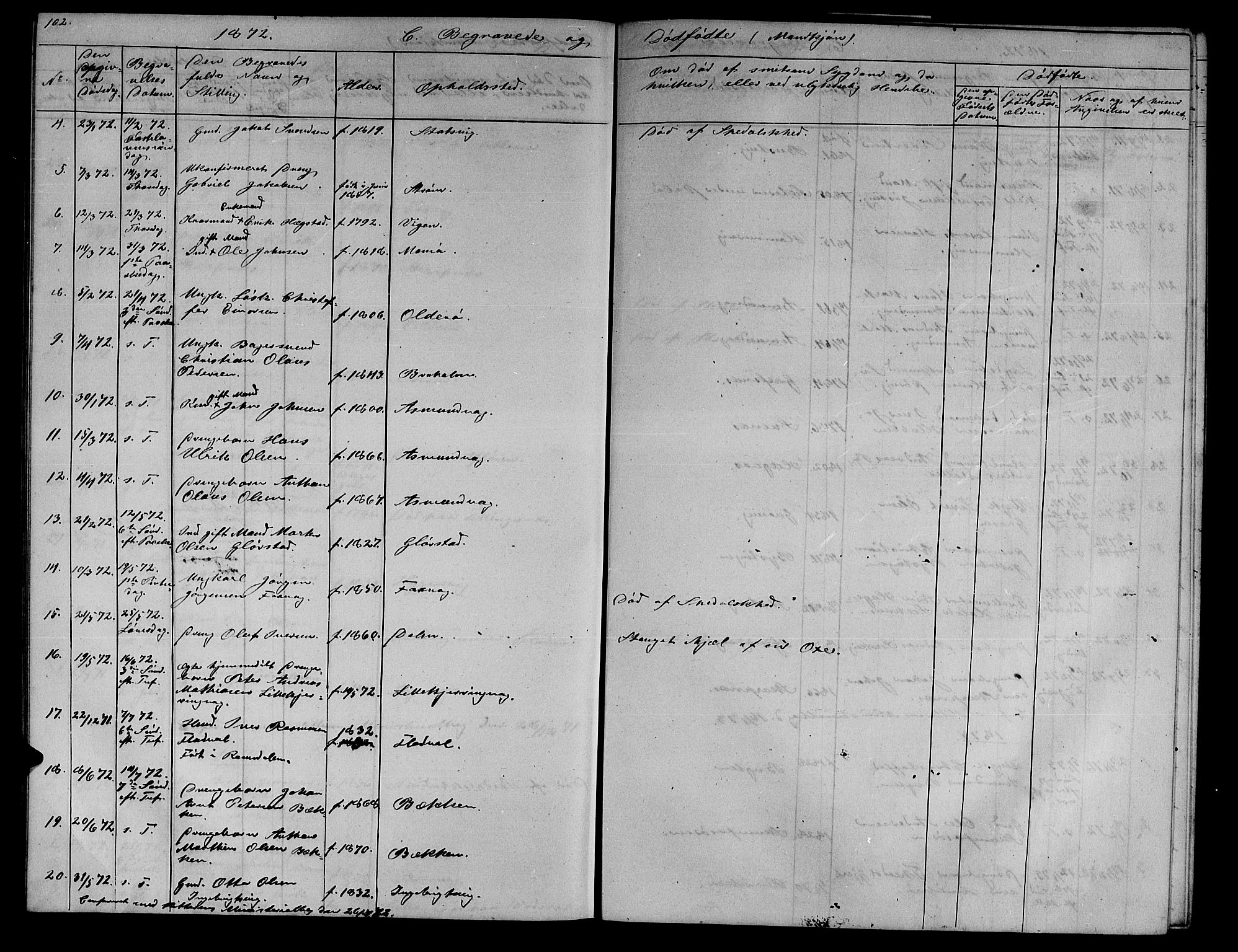 Ministerialprotokoller, klokkerbøker og fødselsregistre - Sør-Trøndelag, SAT/A-1456/634/L0539: Parish register (copy) no. 634C01, 1866-1873, p. 102