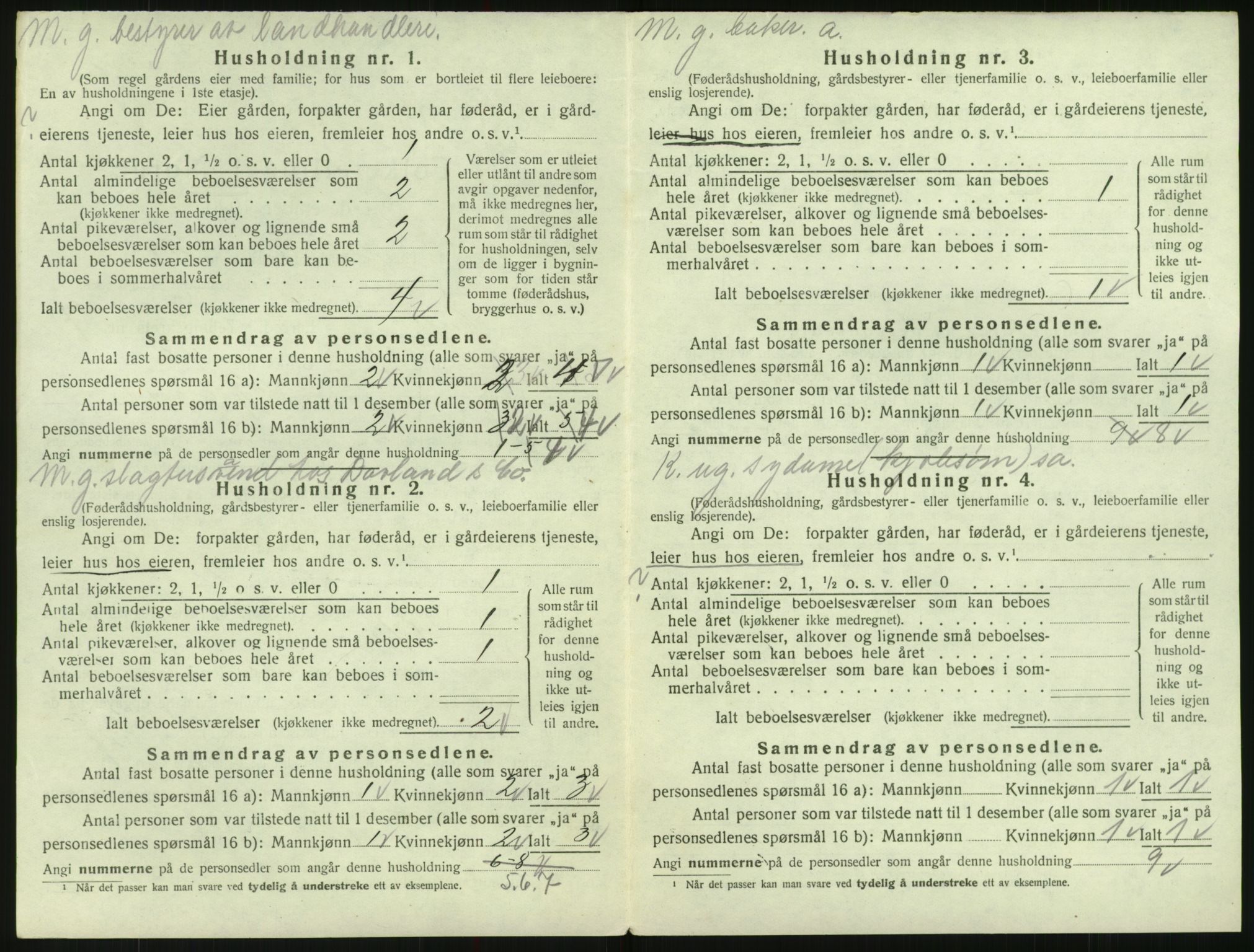 SAK, 1920 census for Evje, 1920, p. 425