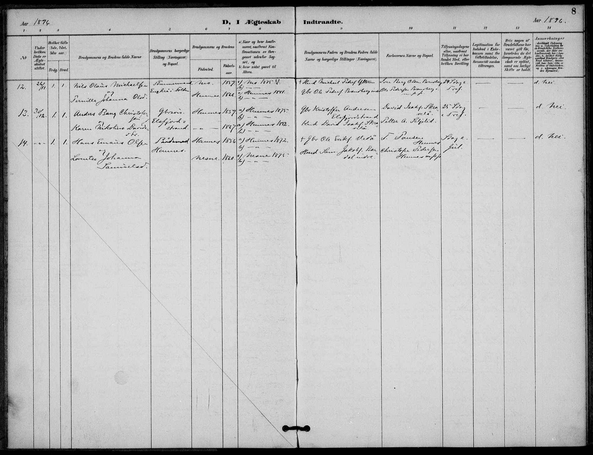 Ministerialprotokoller, klokkerbøker og fødselsregistre - Nordland, AV/SAT-A-1459/825/L0363: Parish register (official) no. 825A17, 1890-1909, p. 8