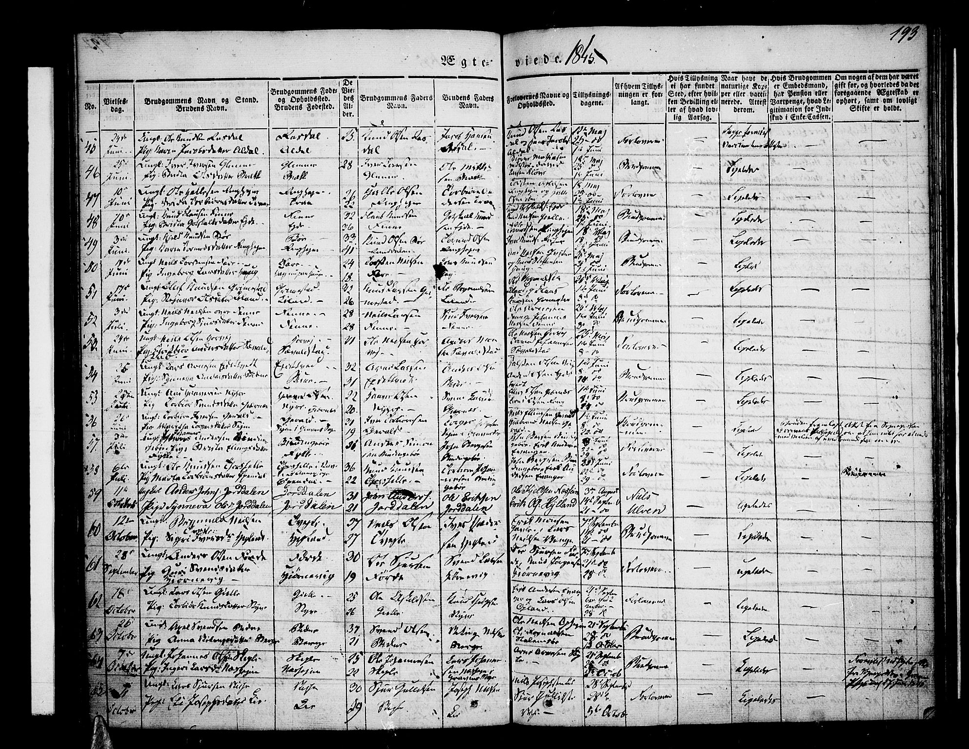 Voss sokneprestembete, AV/SAB-A-79001/H/Haa: Parish register (official) no. A 13, 1836-1851, p. 193