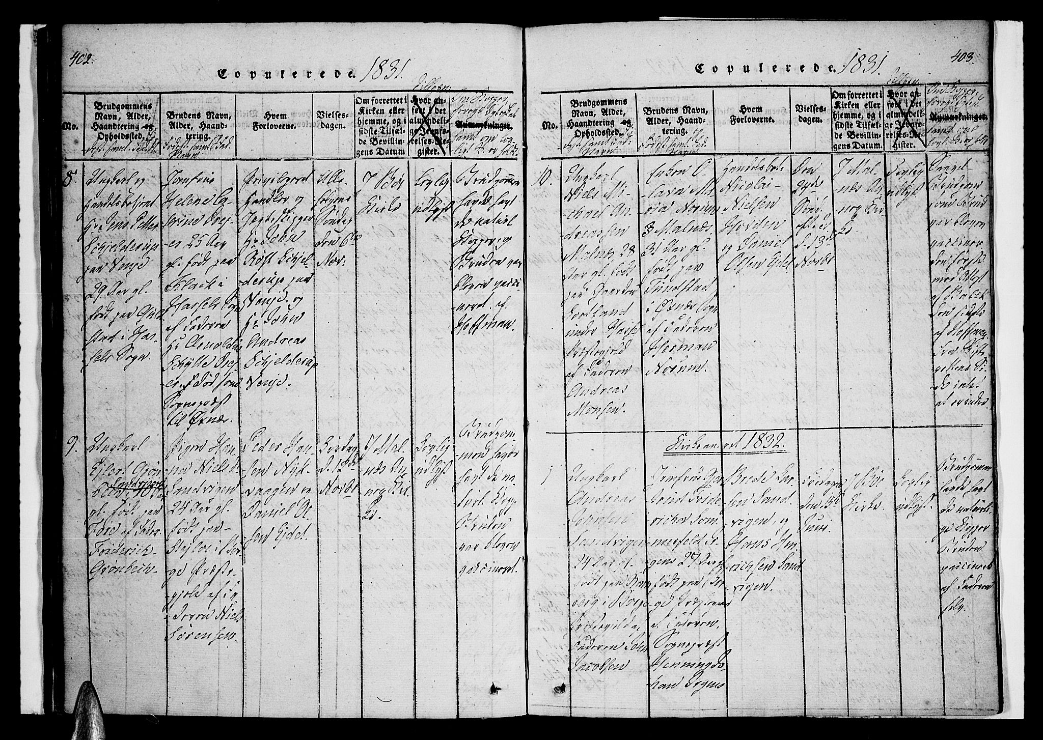 Ministerialprotokoller, klokkerbøker og fødselsregistre - Nordland, SAT/A-1459/891/L1298: Parish register (official) no. 891A03, 1820-1840, p. 402-403