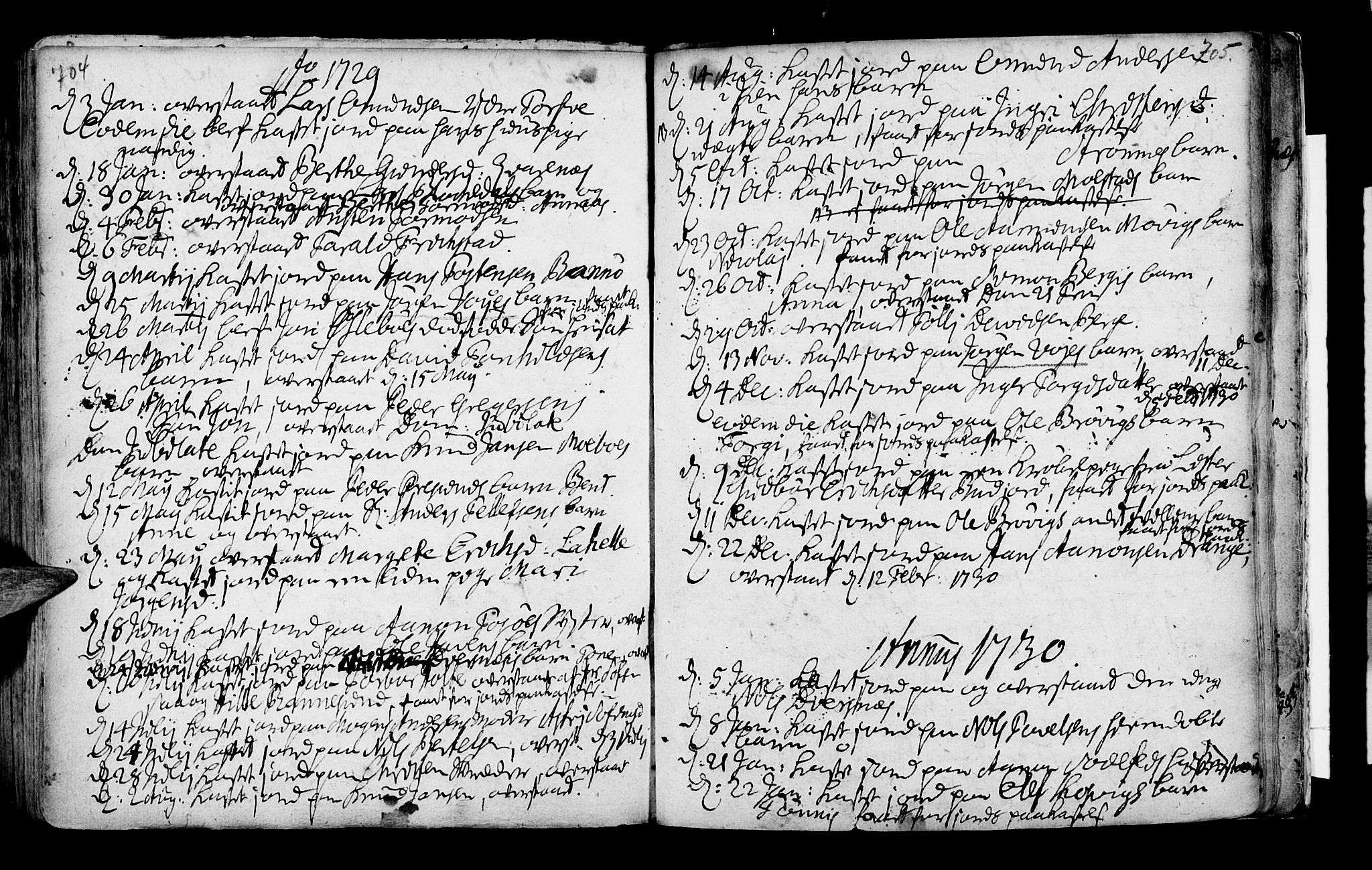 Oddernes sokneprestkontor, AV/SAK-1111-0033/F/Fa/Faa/L0002: Parish register (official) no. A 2, 1719-1764, p. 704-705