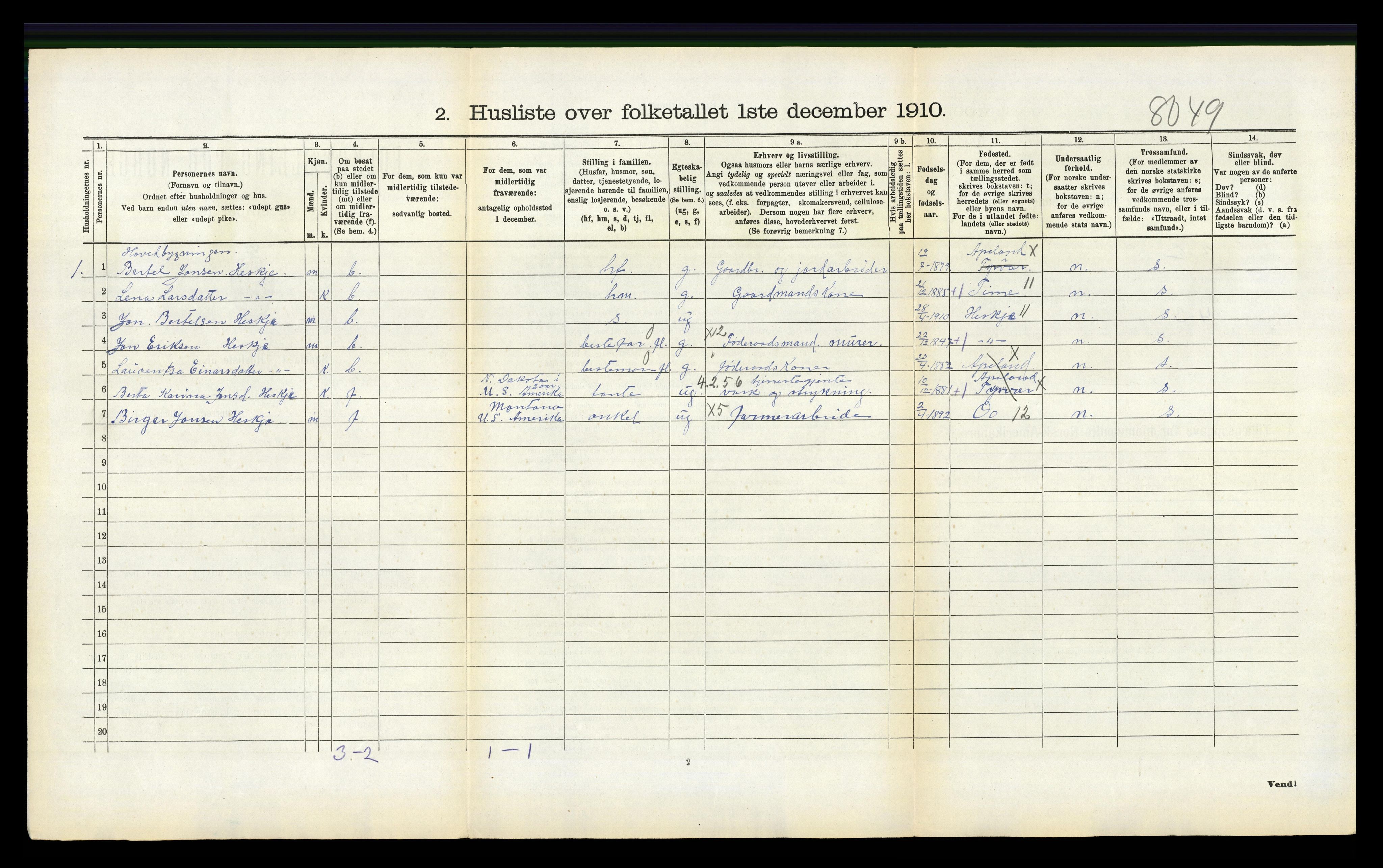 RA, 1910 census for Tysvær, 1910, p. 356