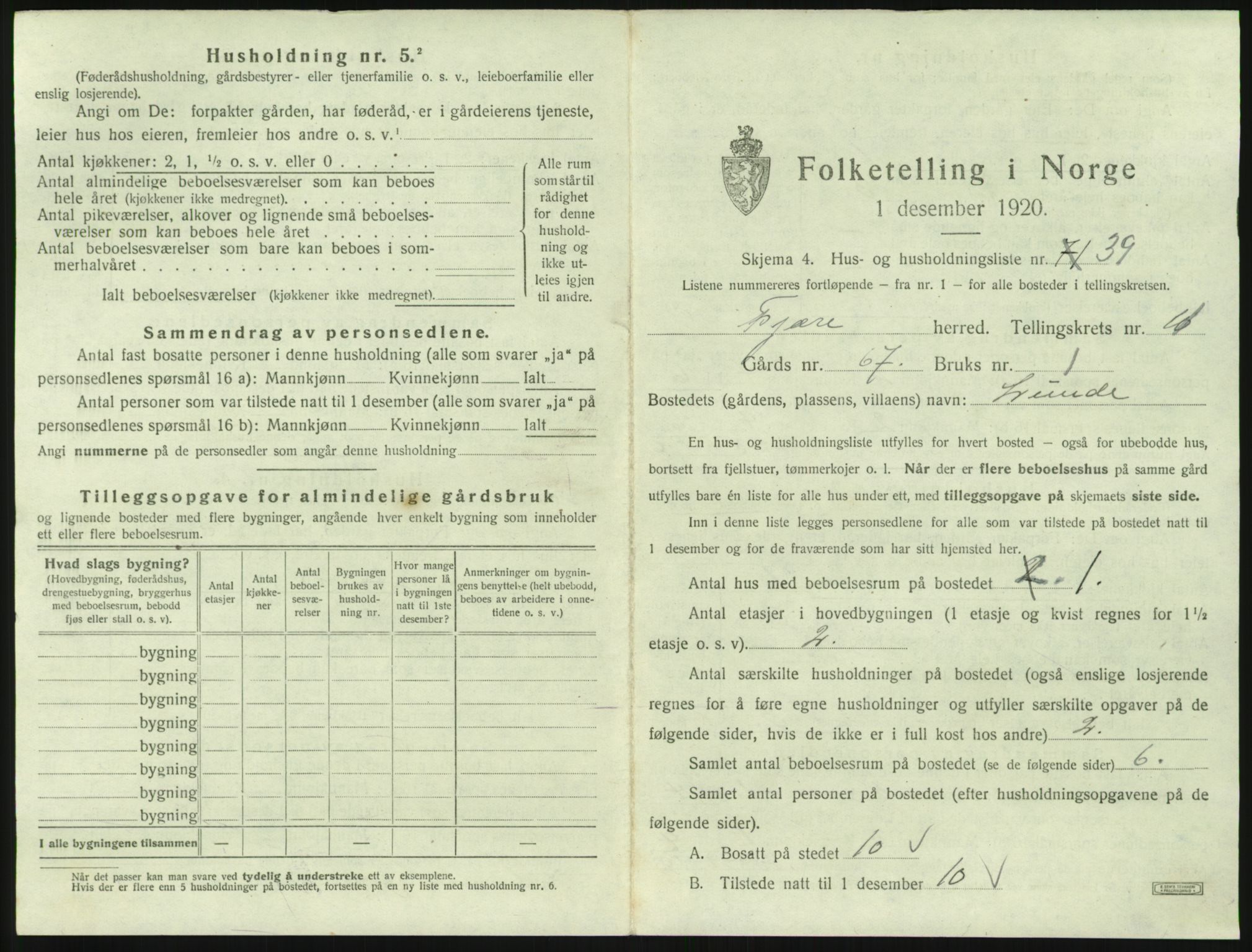 SAK, 1920 census for Fjære, 1920, p. 2041