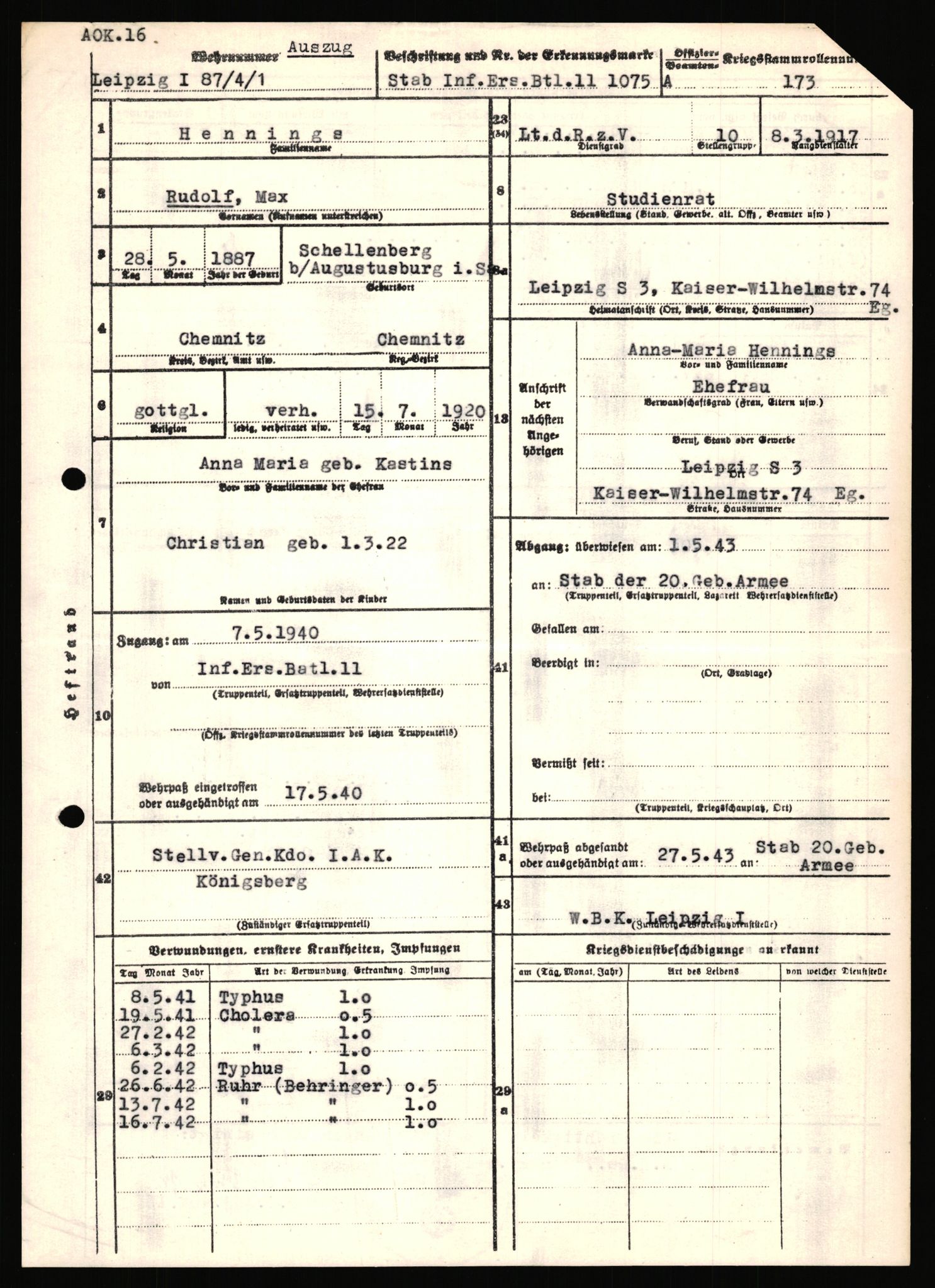 Forsvarets Overkommando. 2 kontor. Arkiv 11.4. Spredte tyske arkivsaker, AV/RA-RAFA-7031/D/Dar/Dara/L0018: Personalbøker, 1940-1945, p. 637