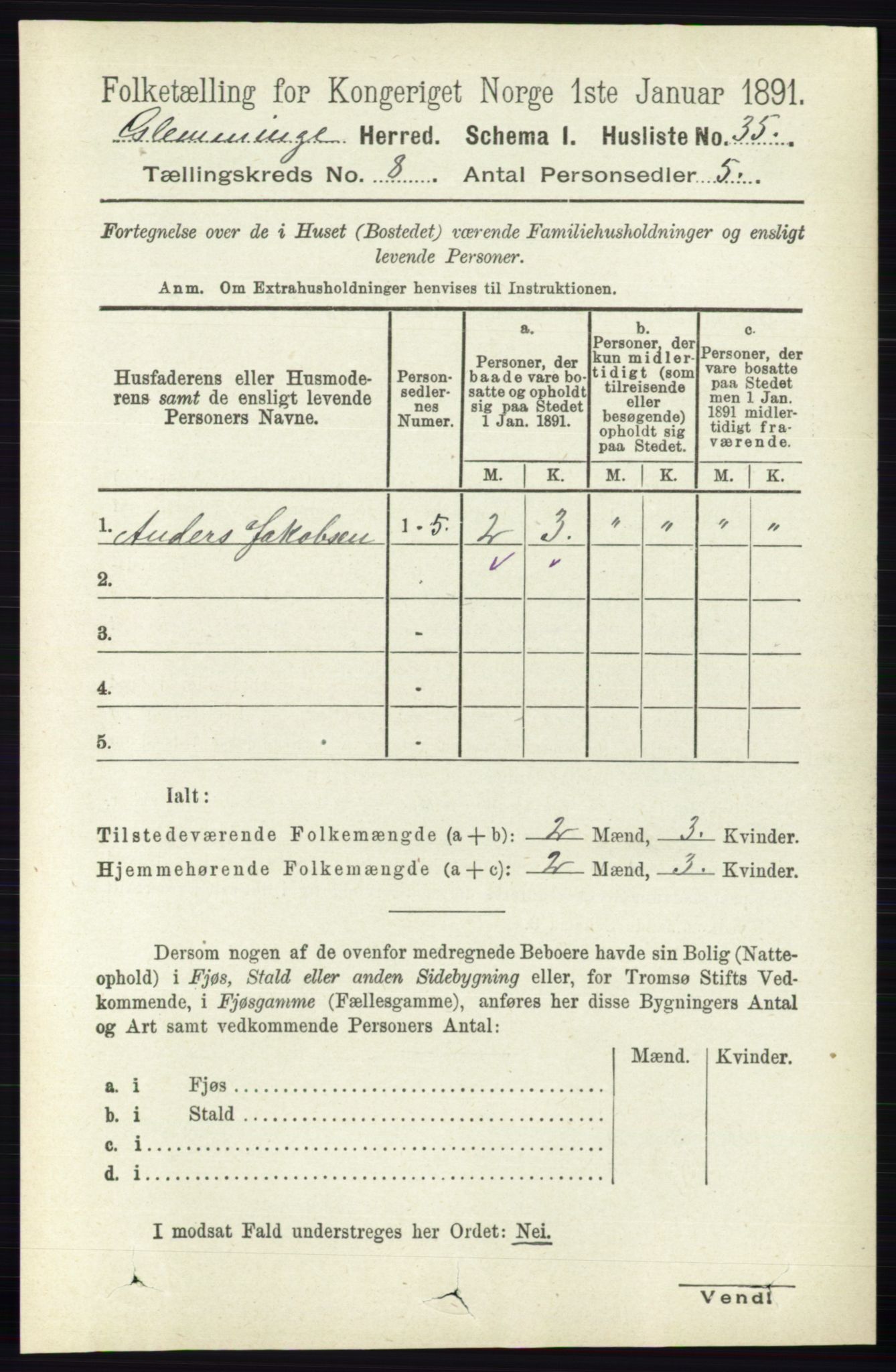 RA, 1891 census for 0132 Glemmen, 1891, p. 9299