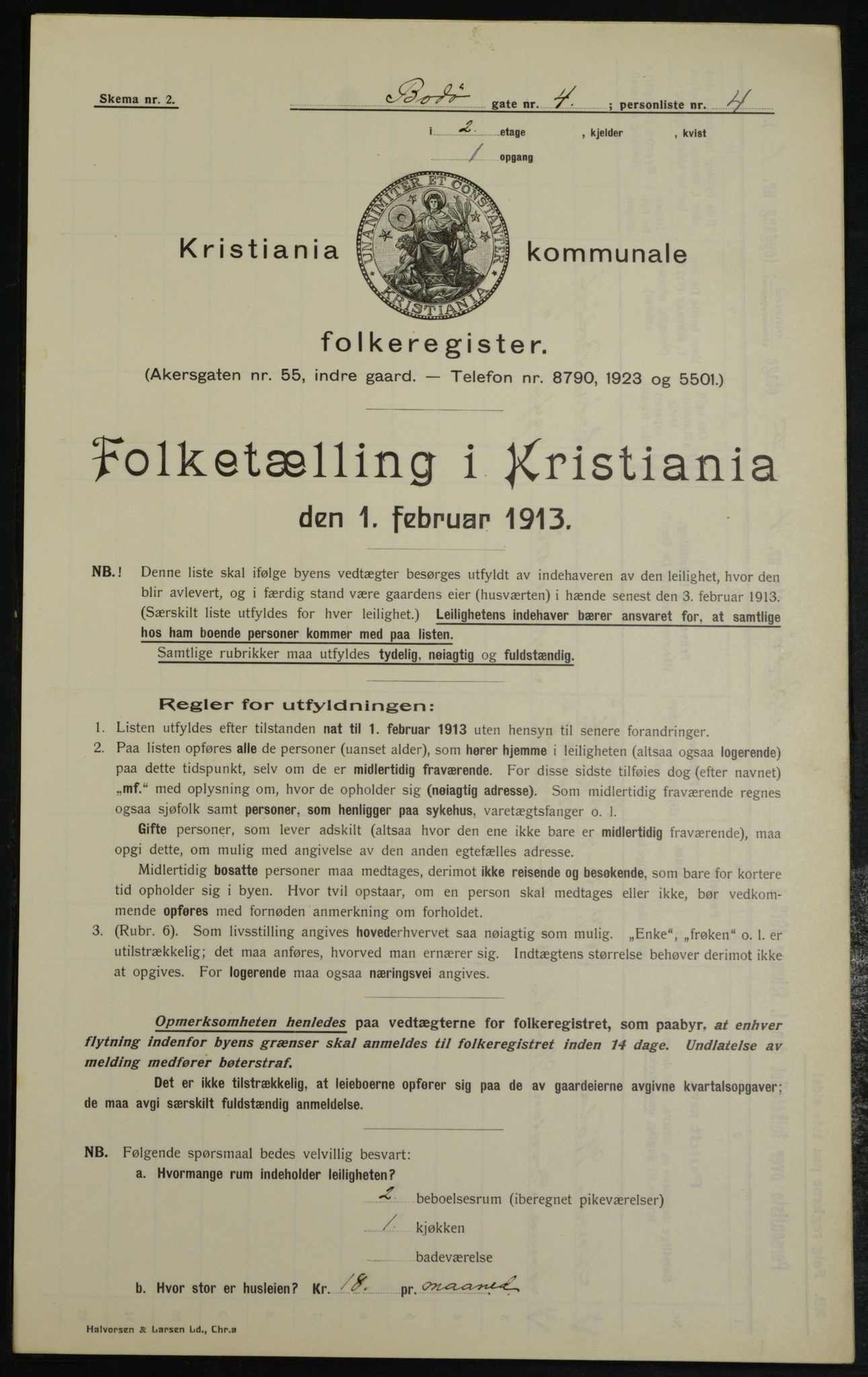 OBA, Municipal Census 1913 for Kristiania, 1913, p. 6579