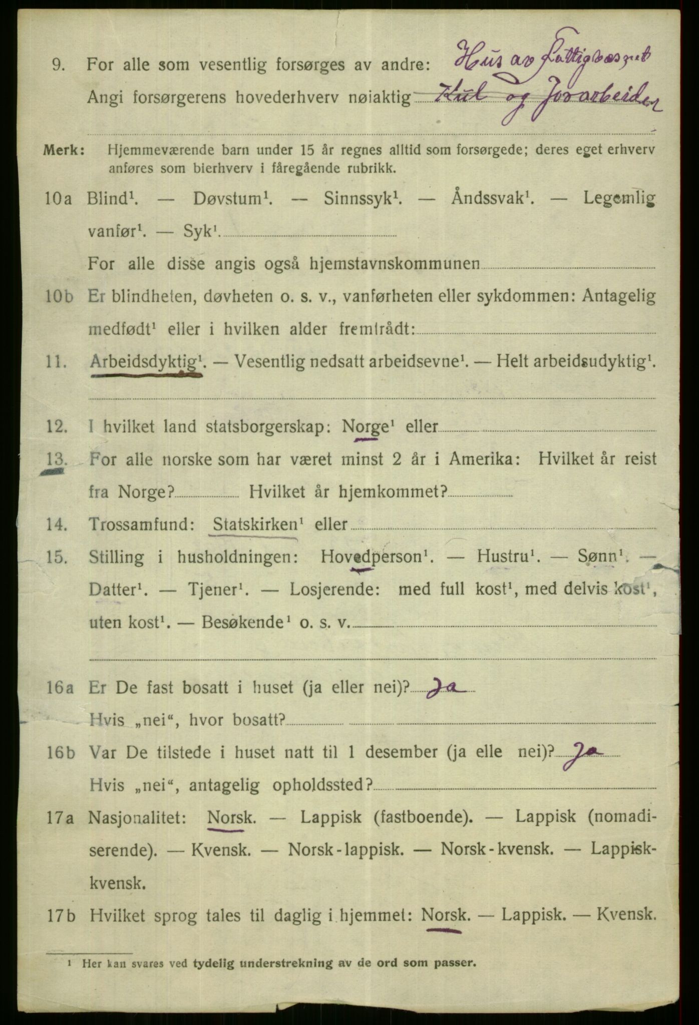 SATØ, 1920 census for Tromsø, 1920, p. 6858