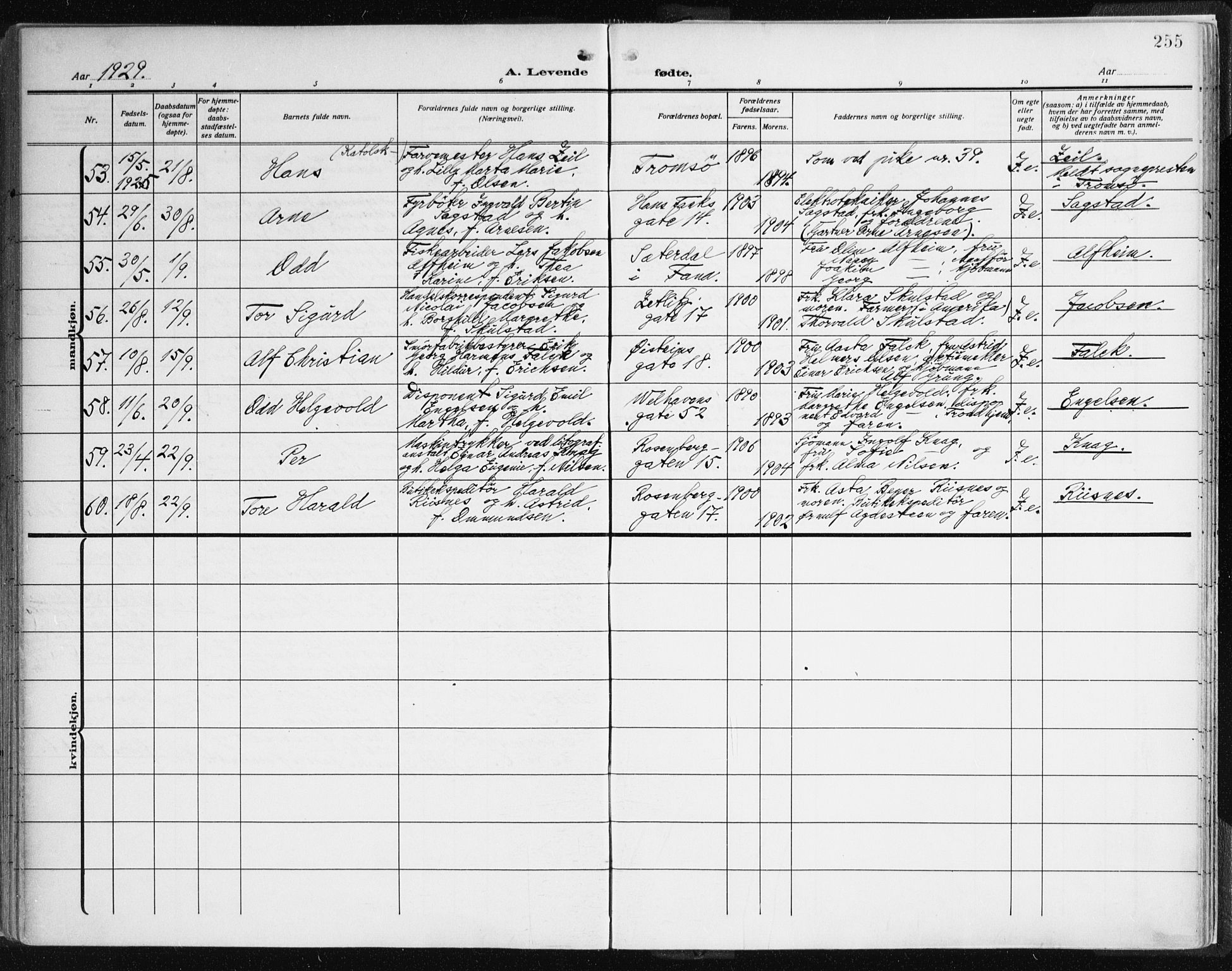 Johanneskirken sokneprestembete, AV/SAB-A-76001/H/Haa: Parish register (official) no. A 3, 1913-1934, p. 255