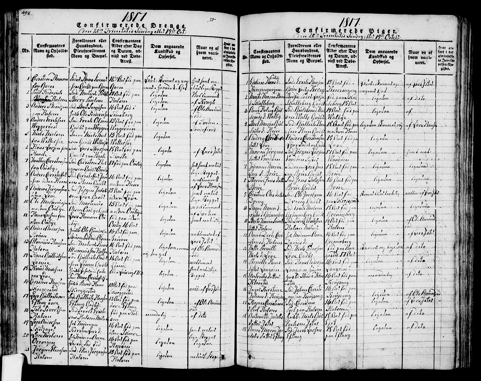 Tjølling kirkebøker, SAKO/A-60/F/Fa/L0005: Parish register (official) no. 5, 1814-1836, p. 498-499