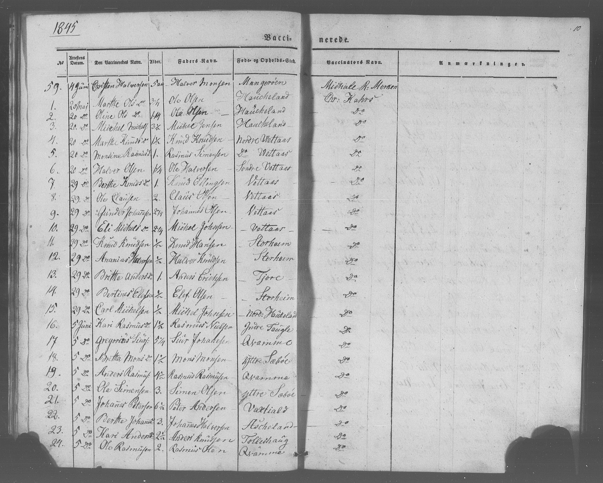 Manger sokneprestembete, AV/SAB-A-76801/H/Haa: Parish register (official) no. A 10, 1844-1859, p. 10