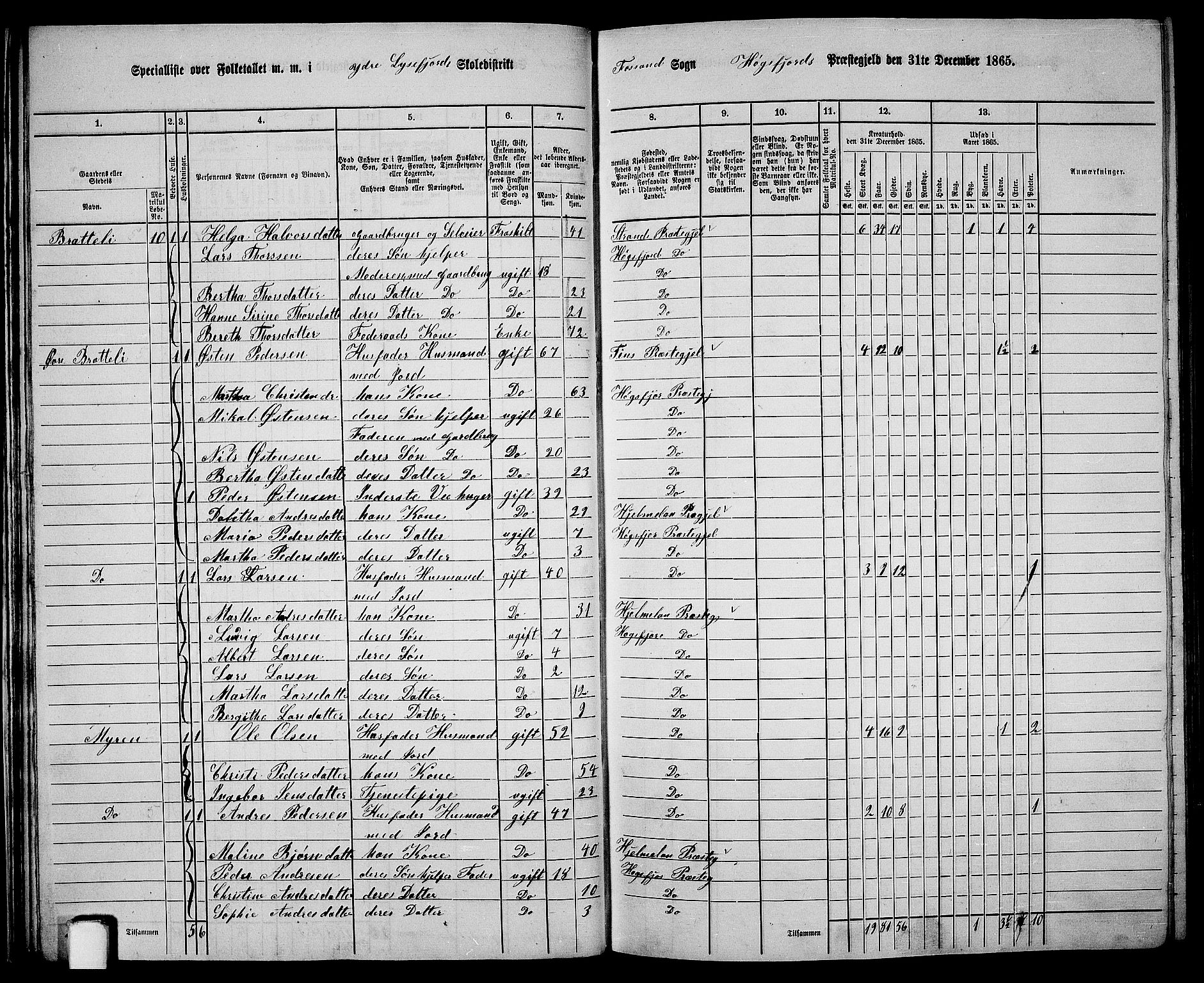 RA, 1865 census for Høgsfjord, 1865, p. 22