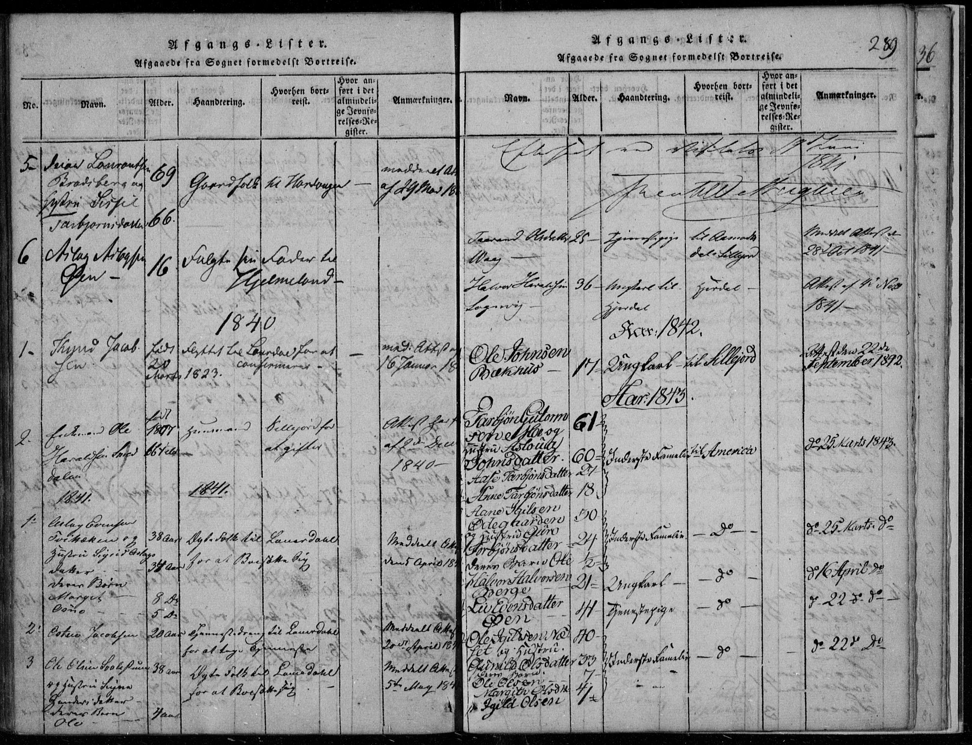 Rauland kirkebøker, AV/SAKO-A-292/F/Fa/L0001: Parish register (official) no. I 1, 1814-1859, p. 289