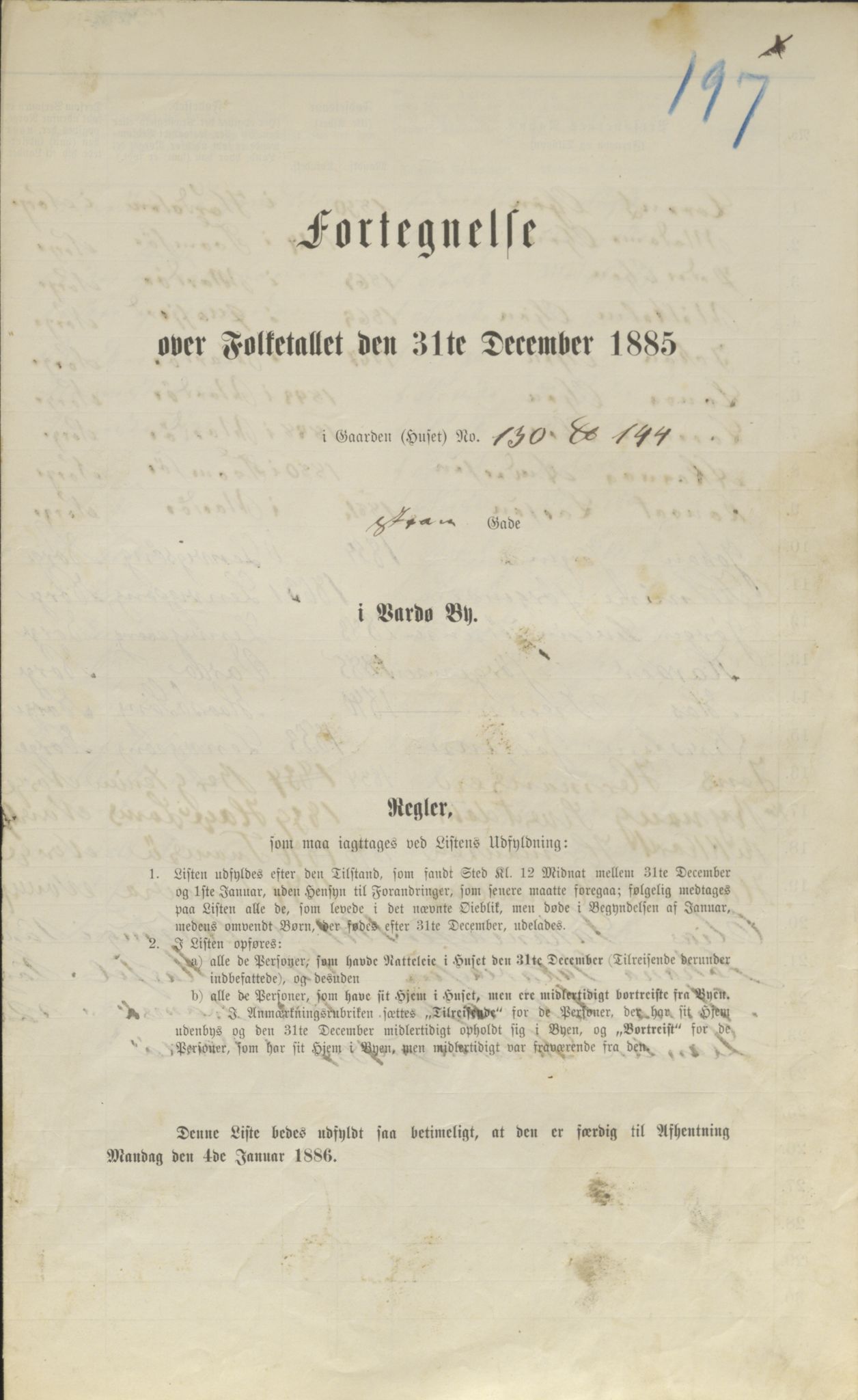 SATØ, 1885 census for 2002 Vardø, 1885, p. 197a