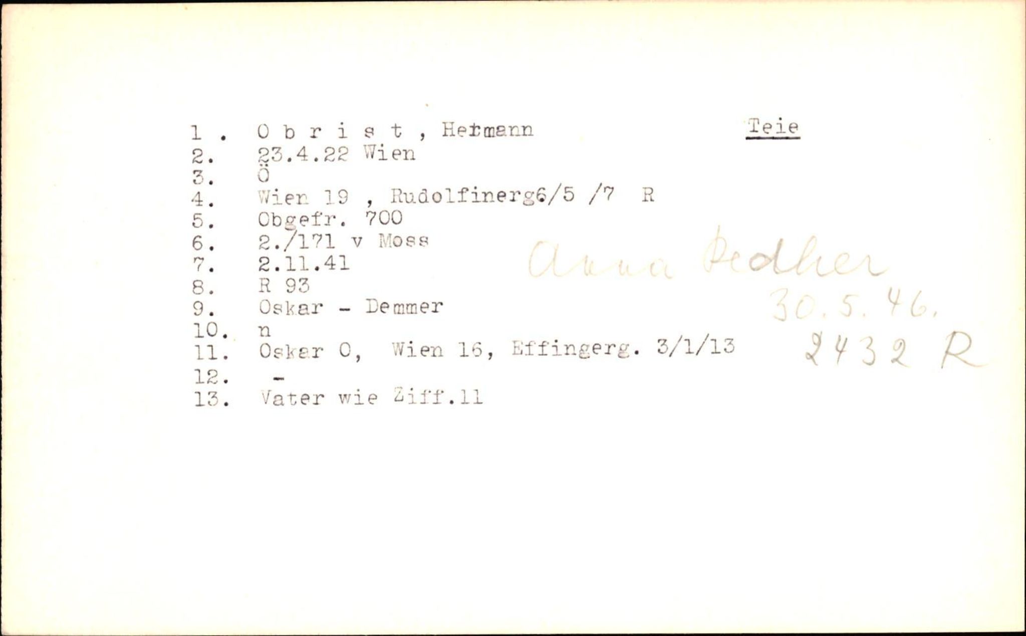 Hjemsendte tyskere , RA/RAFA-6487/D/Db/L0020: Mülzet-Paülisch, 1945-1947, p. 770