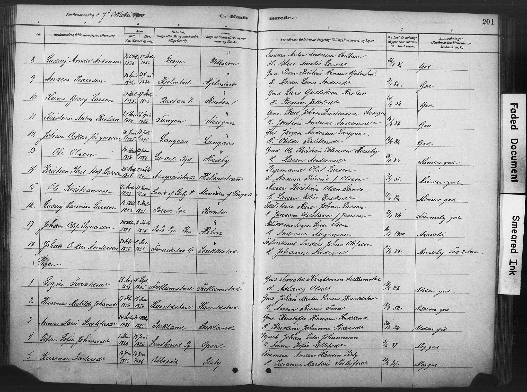 Våle kirkebøker, SAKO/A-334/F/Fa/L0011: Parish register (official) no. I 11, 1878-1906, p. 201