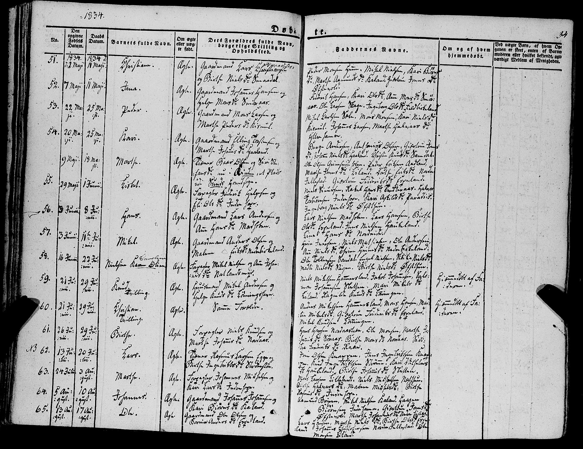 Fana Sokneprestembete, AV/SAB-A-75101/H/Haa/Haaa/L0008: Parish register (official) no. A 8, 1829-1851, p. 34