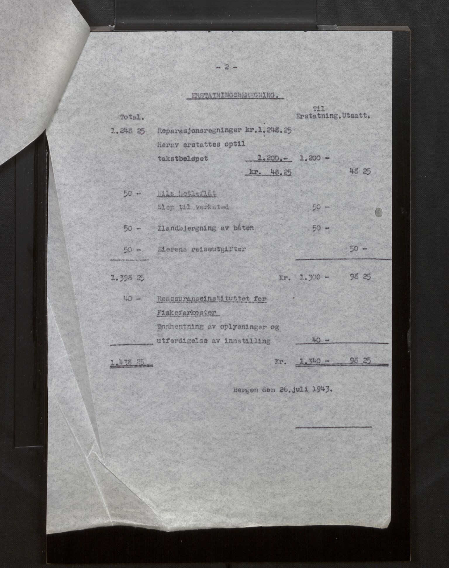 Fiskeridirektoratet - 1 Adm. ledelse - 13 Båtkontoret, AV/SAB-A-2003/La/L0008: Statens krigsforsikring for fiskeflåten, 1936-1971, p. 218