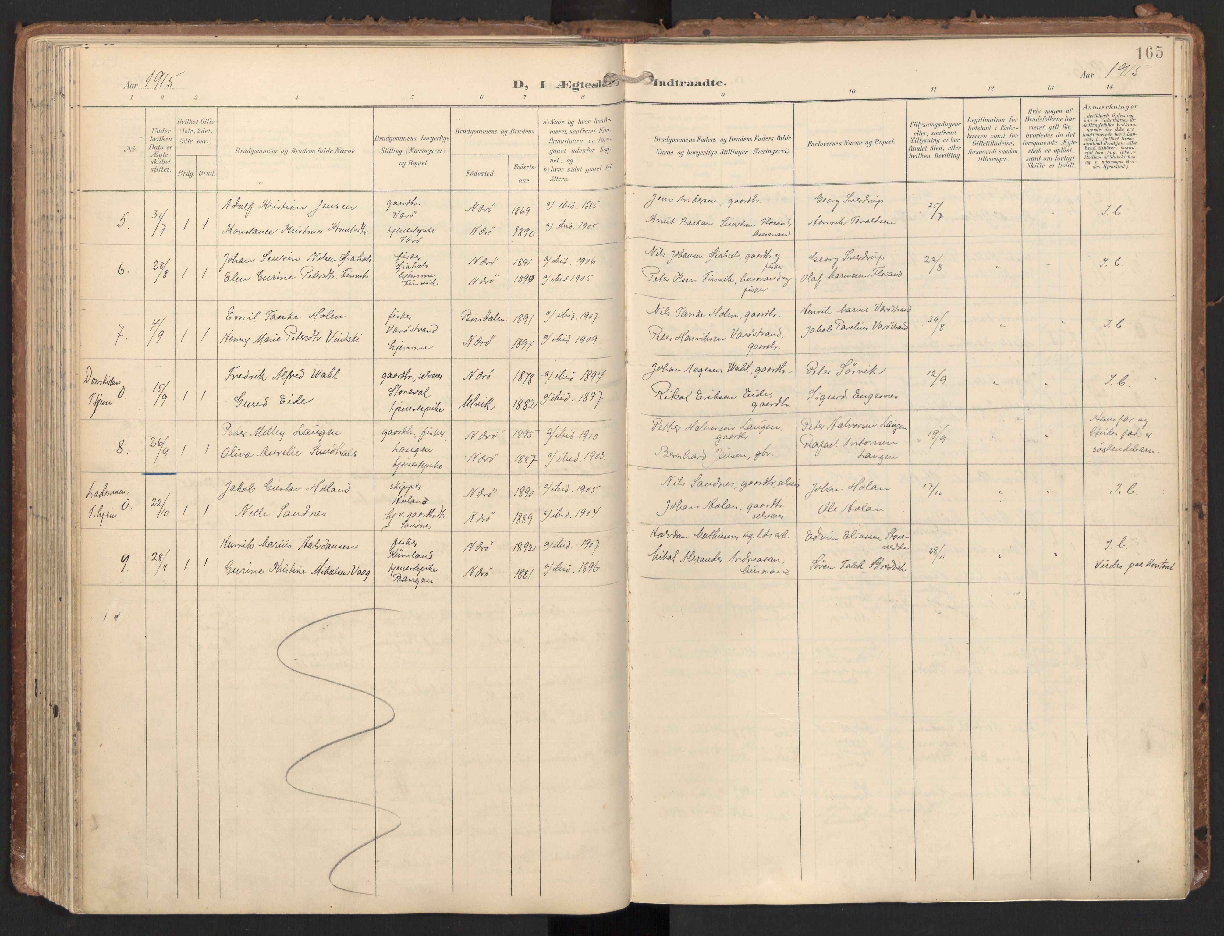 Ministerialprotokoller, klokkerbøker og fødselsregistre - Nord-Trøndelag, SAT/A-1458/784/L0677: Parish register (official) no. 784A12, 1900-1920, p. 165