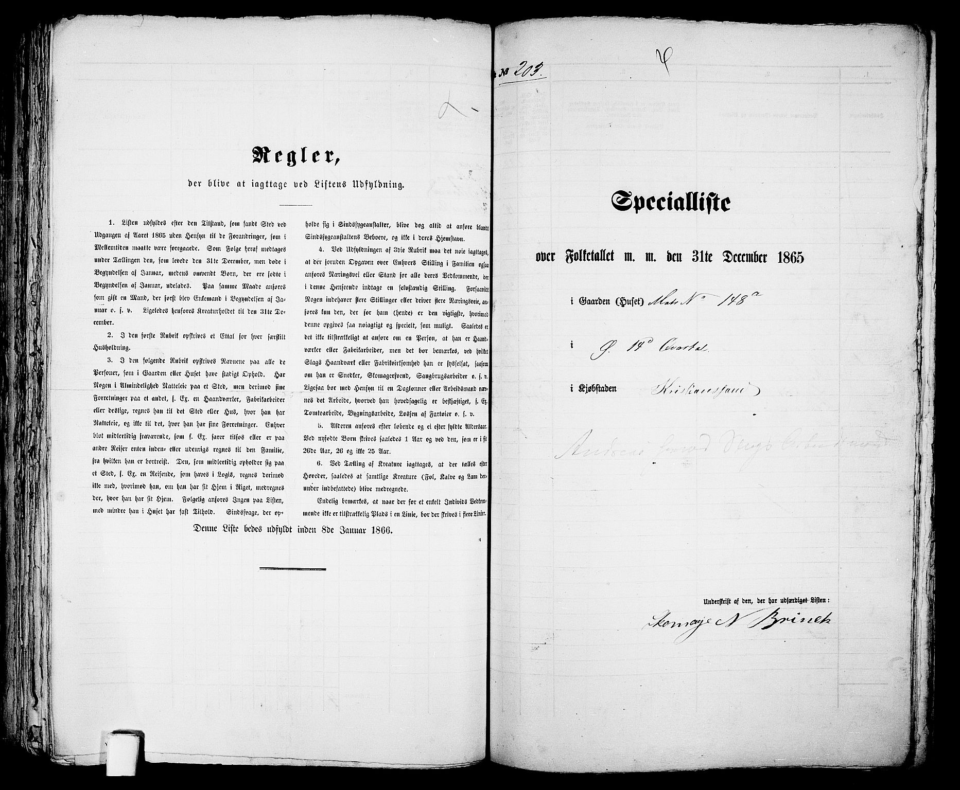 RA, 1865 census for Kristiansand, 1865, p. 421